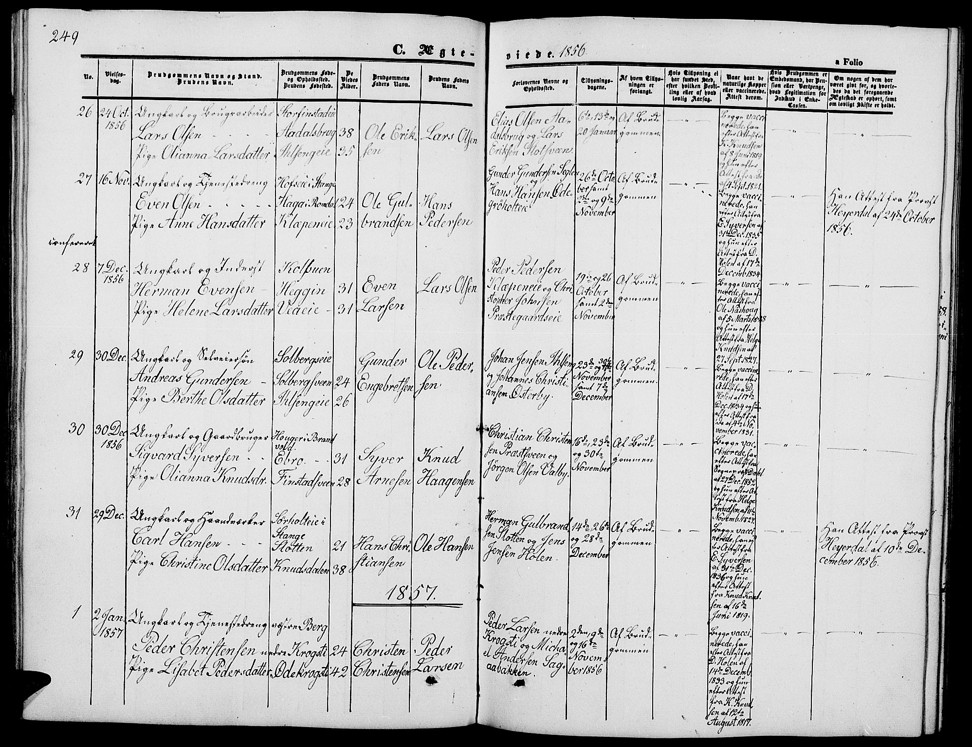 Løten prestekontor, AV/SAH-PREST-022/L/La/L0003: Parish register (copy) no. 3, 1850-1862, p. 249