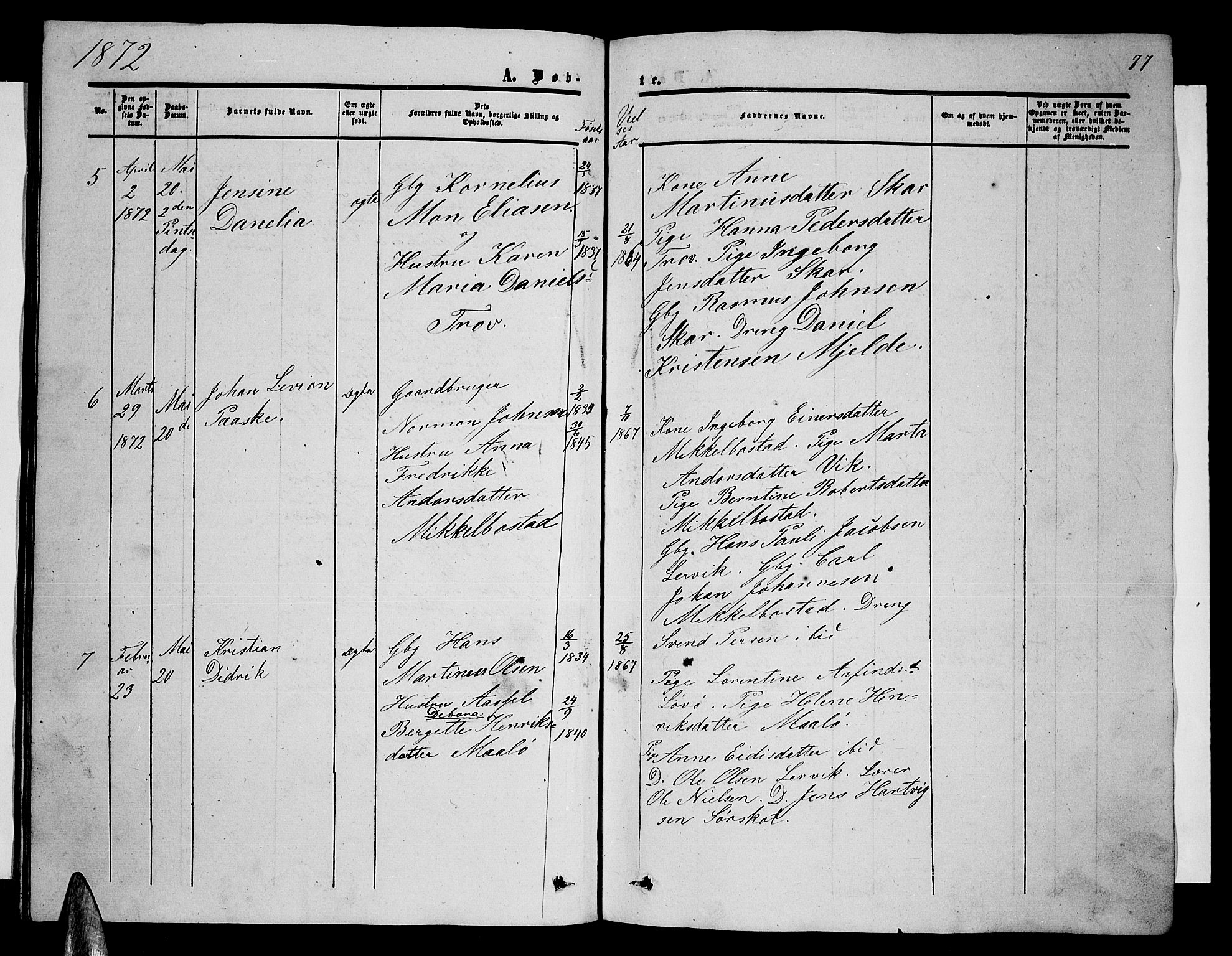 Ministerialprotokoller, klokkerbøker og fødselsregistre - Nordland, AV/SAT-A-1459/857/L0827: Parish register (copy) no. 857C02, 1852-1879, p. 77
