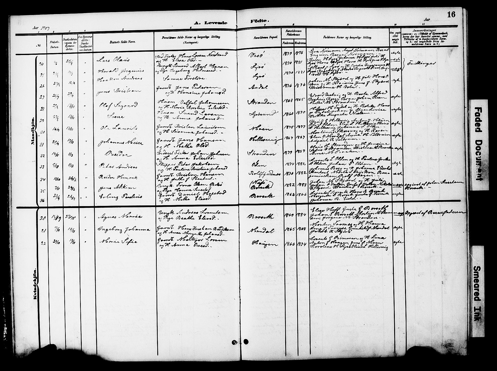 Ministerialprotokoller, klokkerbøker og fødselsregistre - Sør-Trøndelag, SAT/A-1456/654/L0666: Parish register (copy) no. 654C02, 1901-1925, p. 16