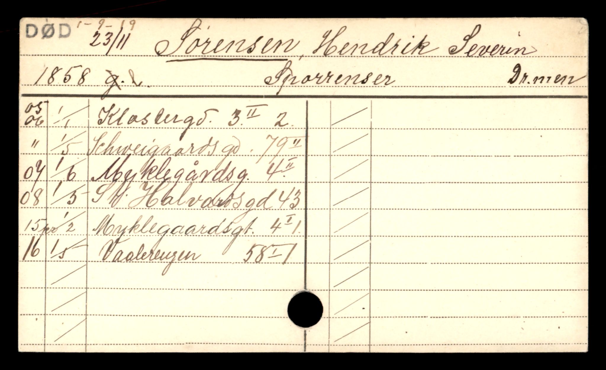 Oslo folkeregister, Registerkort, SAO/A-11715/D/Da/L0091: Menn: Sørensen Hendrik - Tennison Georg, 1906-1919