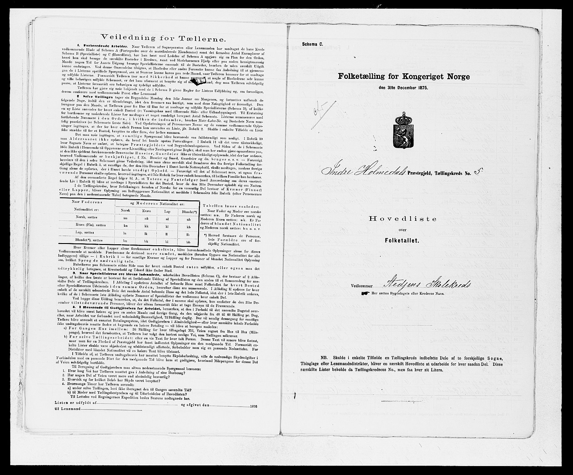 SAB, 1875 census for 1430P Indre Holmedal, 1875, p. 14