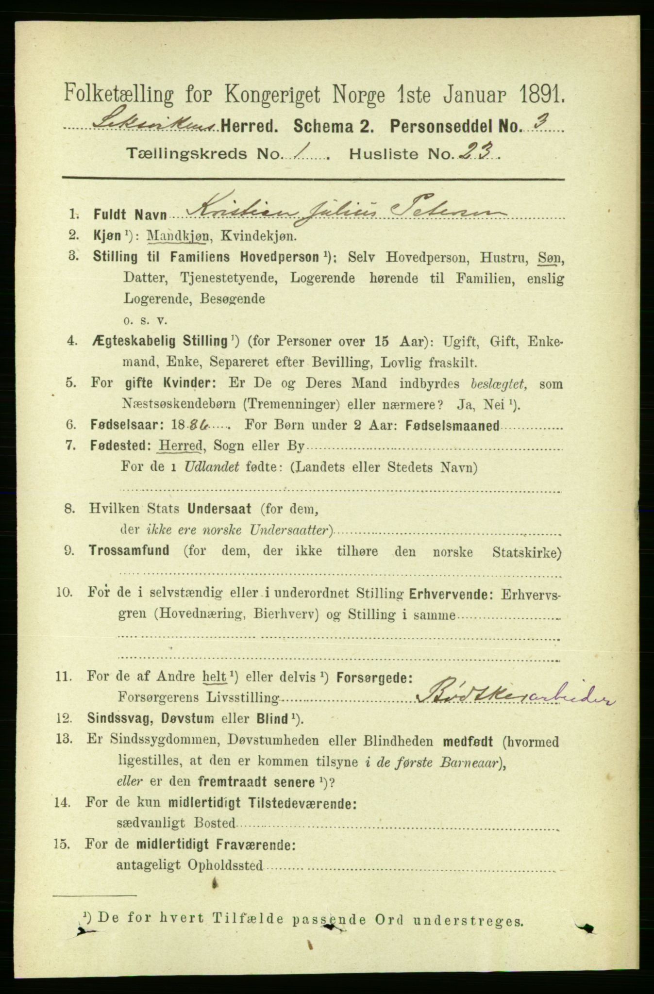 RA, 1891 census for 1718 Leksvik, 1891, p. 264