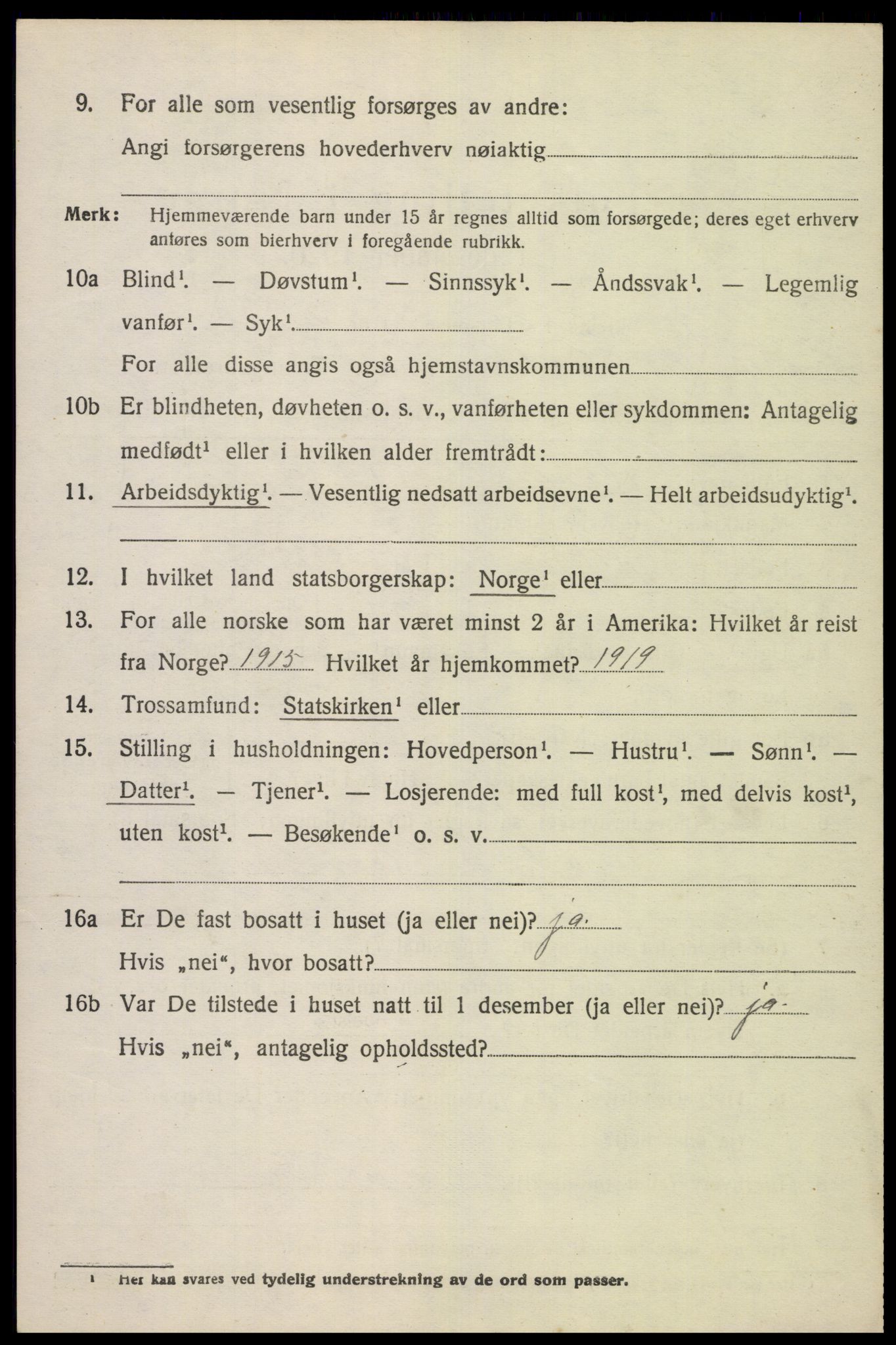 SAK, 1920 census for Nes (V-A), 1920, p. 5593