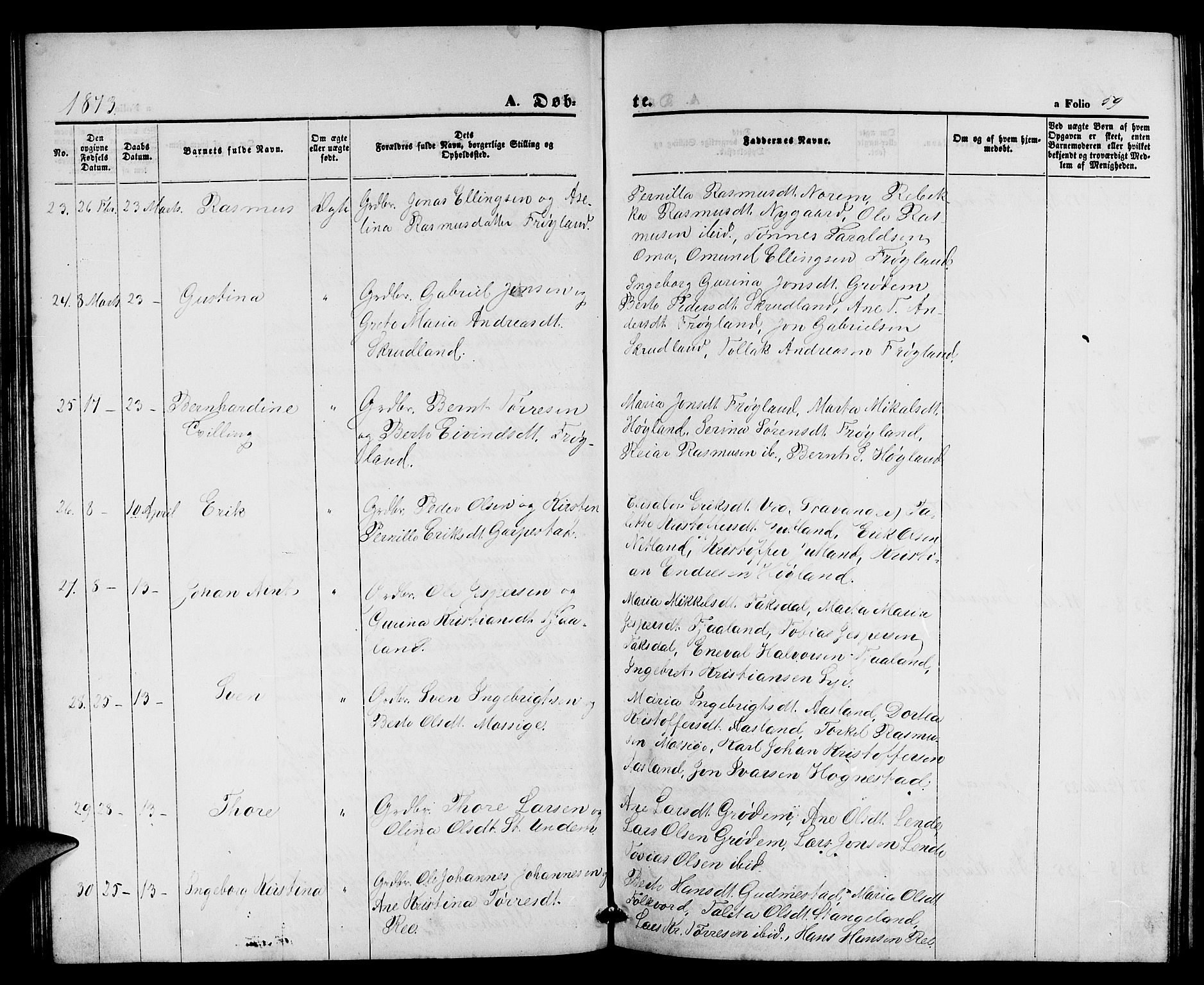 Lye sokneprestkontor, AV/SAST-A-101794/001/30BB/L0004: Parish register (copy) no. B 4, 1868-1878, p. 59