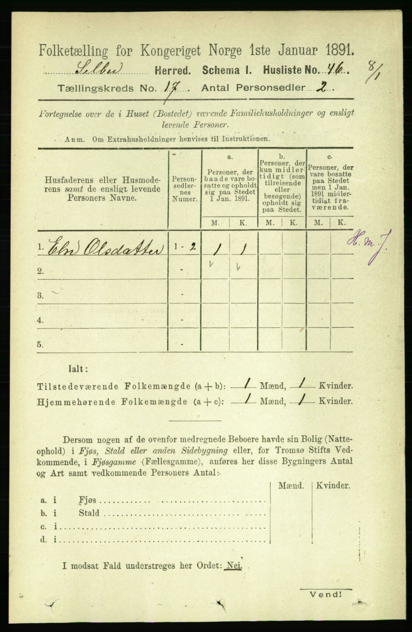 RA, 1891 census for 1664 Selbu, 1891, p. 6048