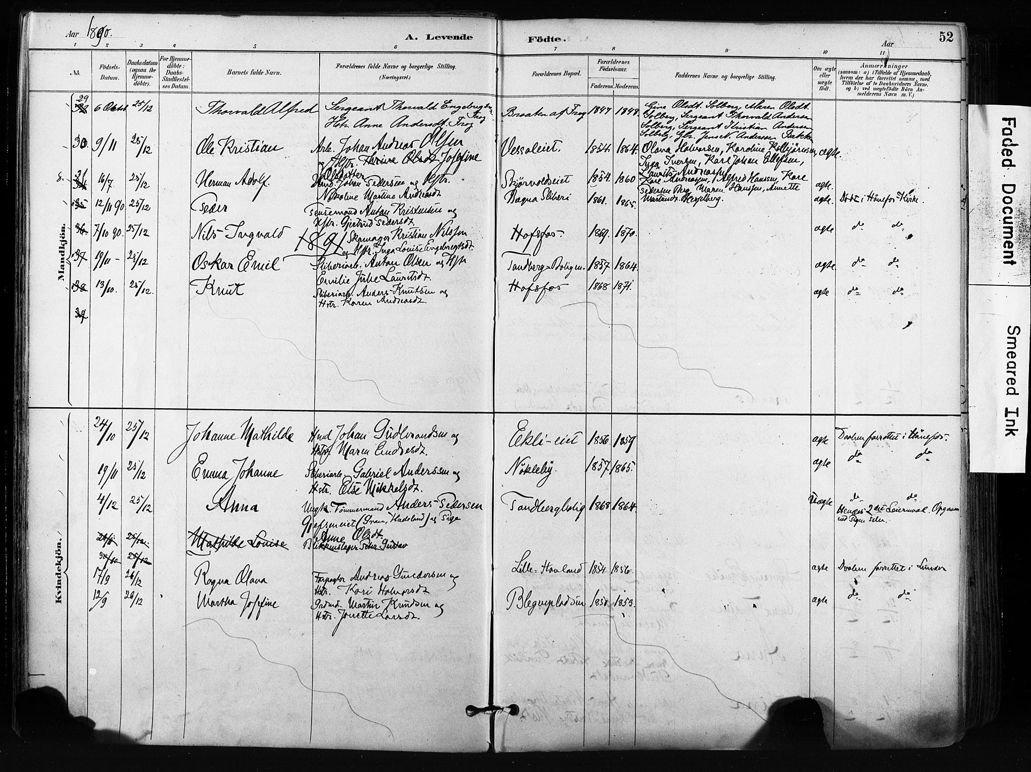 Norderhov kirkebøker, SAKO/A-237/F/Fa/L0016: Parish register (official) no. 16, 1885-1902, p. 52