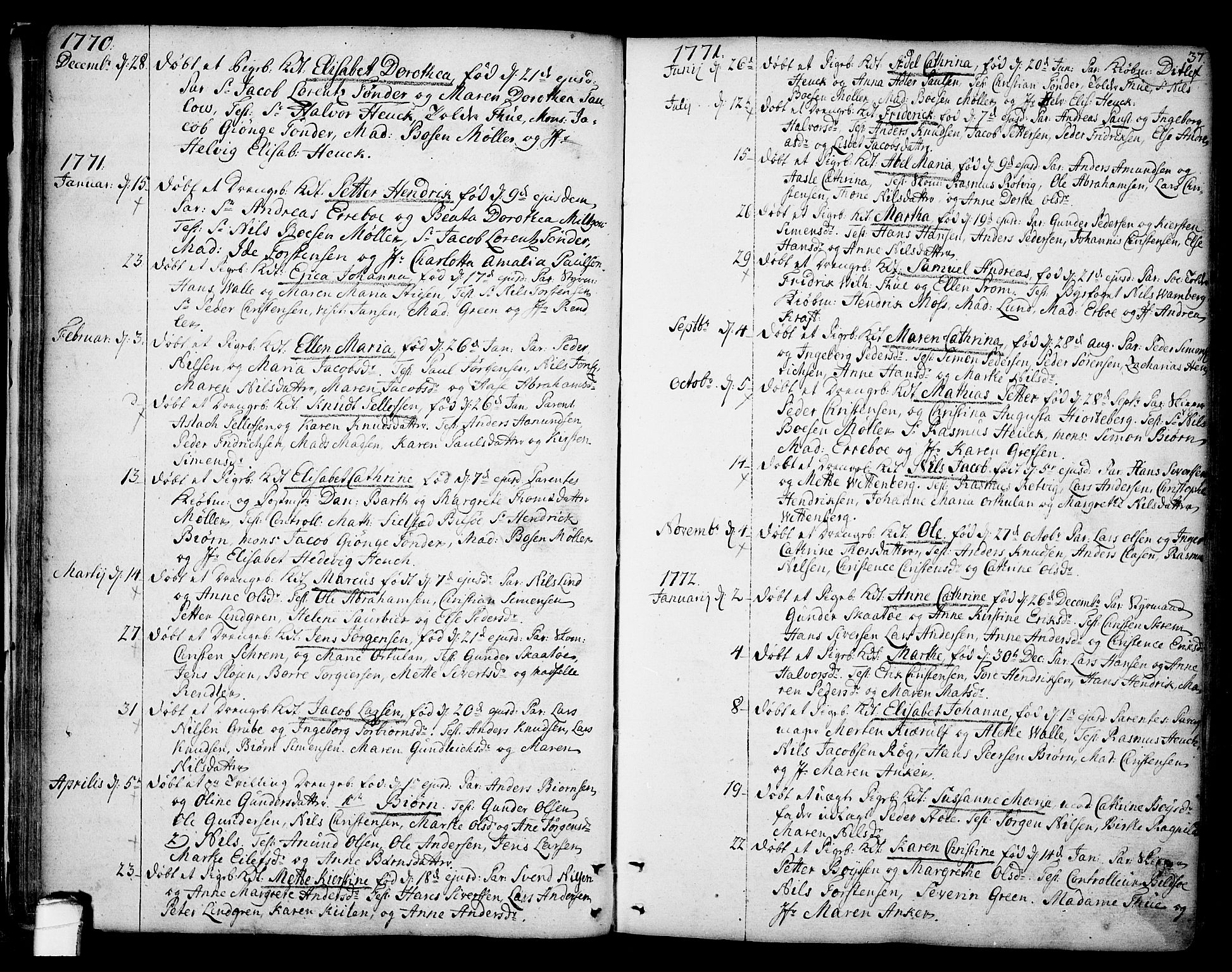 Kragerø kirkebøker, SAKO/A-278/F/Fa/L0002: Parish register (official) no. 2, 1767-1802, p. 37
