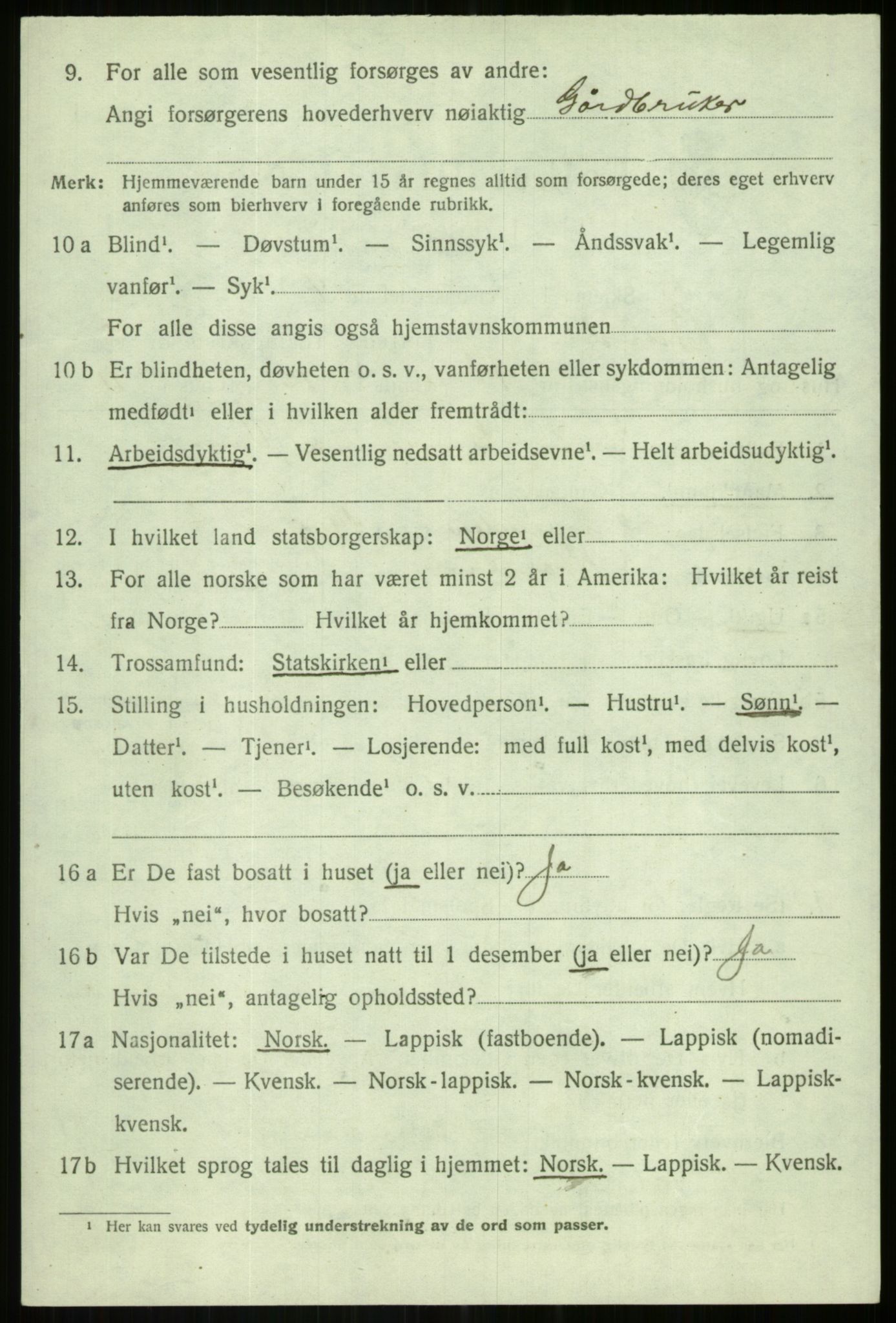 SATØ, 1920 census for Bardu, 1920, p. 1164