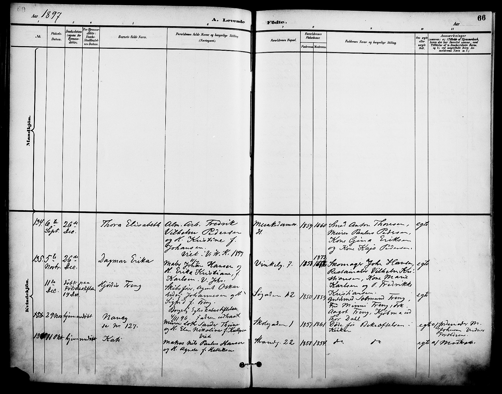 Johannes prestekontor Kirkebøker, AV/SAO-A-10852/F/Fa/L0007: Parish register (official) no. 7, 1896-1905, p. 66