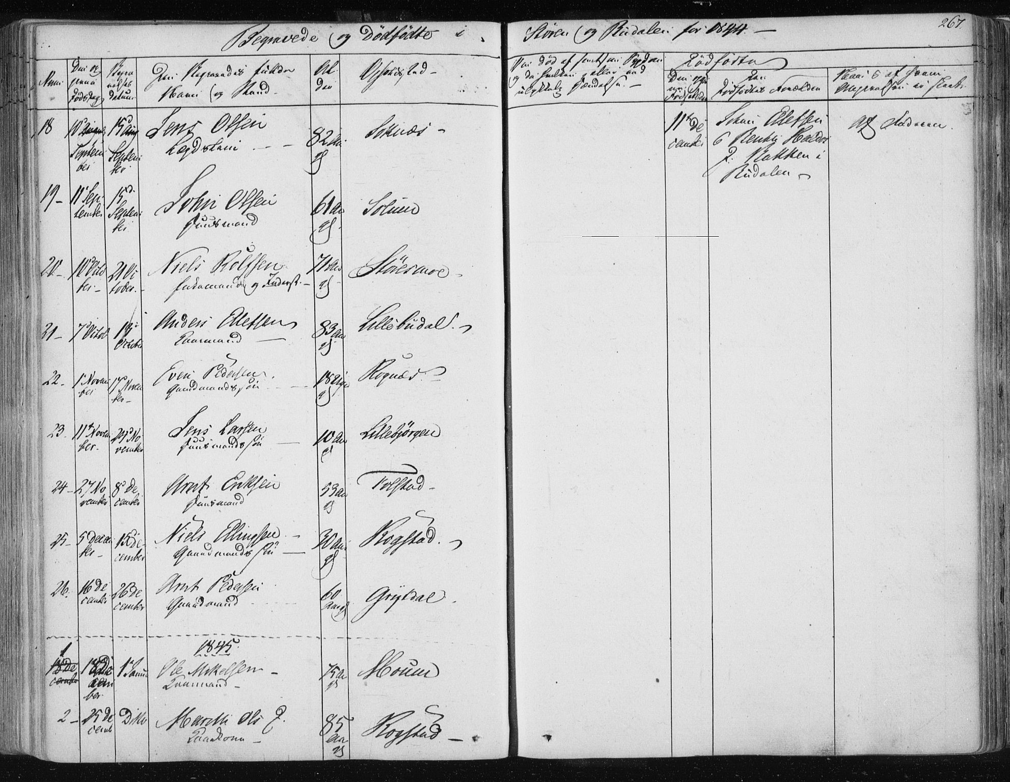 Ministerialprotokoller, klokkerbøker og fødselsregistre - Sør-Trøndelag, AV/SAT-A-1456/687/L0997: Parish register (official) no. 687A05 /1, 1843-1848, p. 267