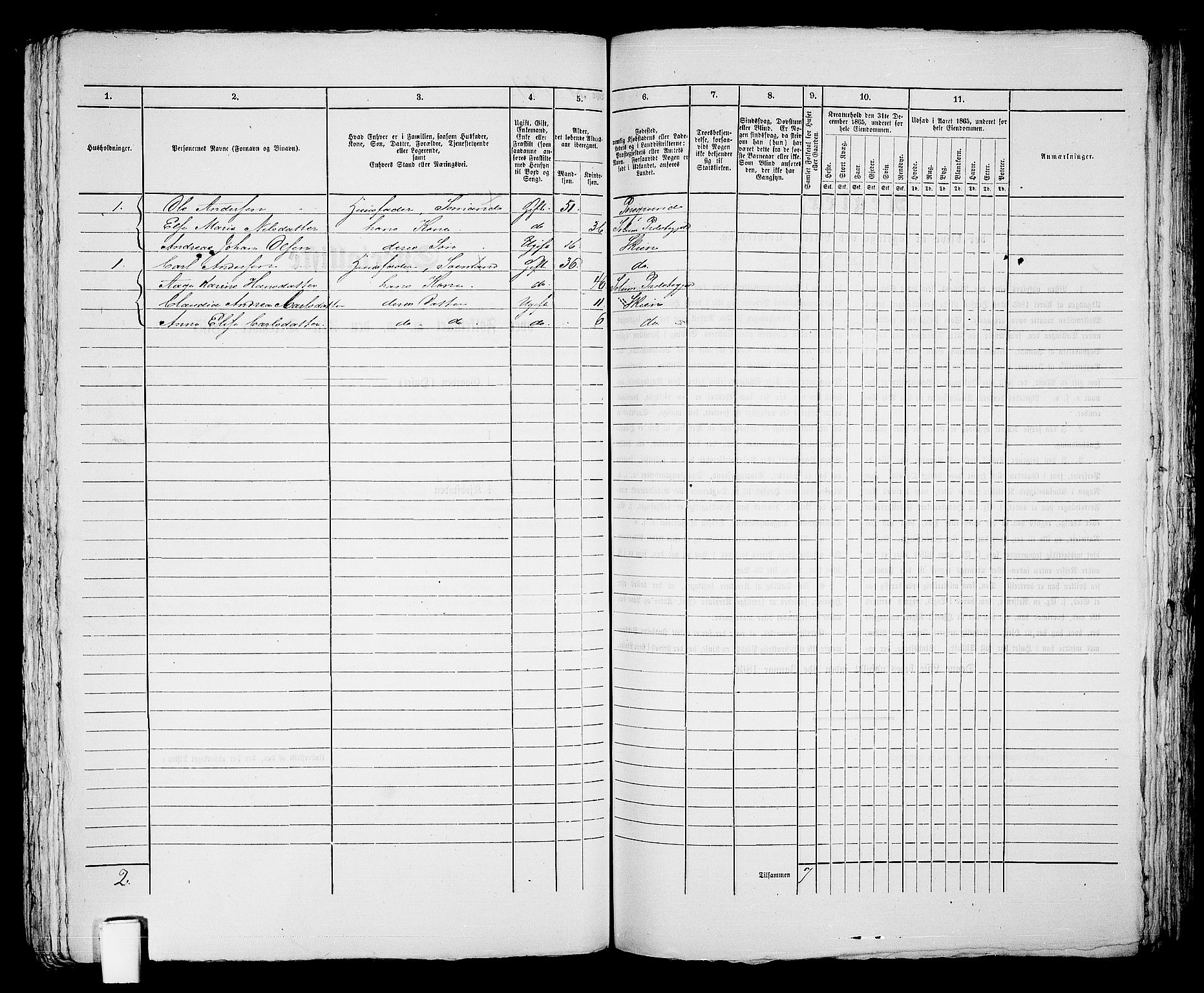 RA, 1865 census for Skien, 1865, p. 697