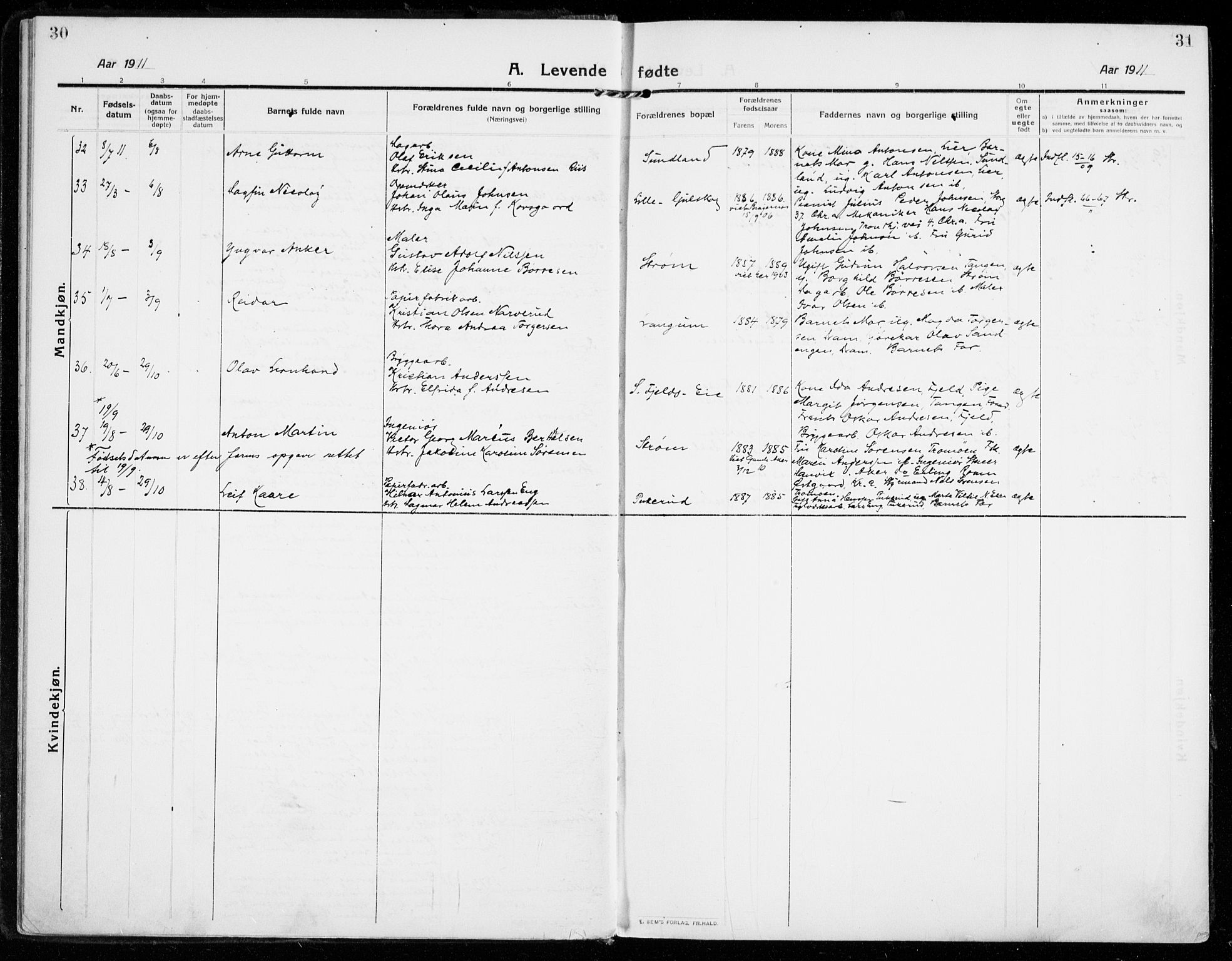 Strømsgodset kirkebøker, AV/SAKO-A-324/F/Fa/L0002: Parish register (official) no. 2, 1910-1920, p. 30-31