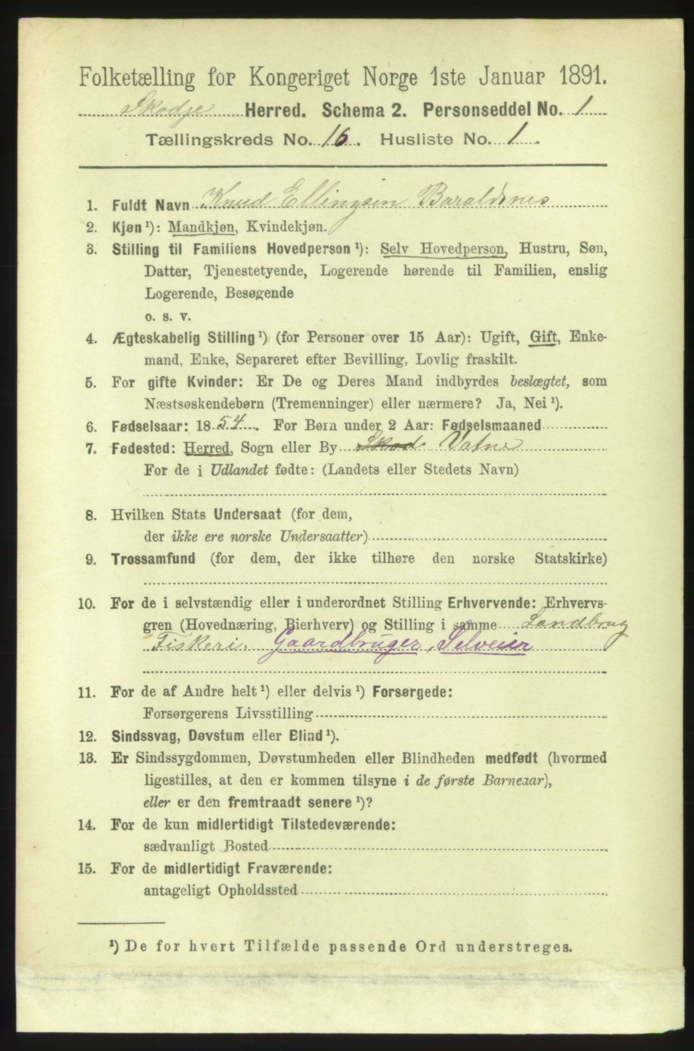 RA, 1891 census for 1529 Skodje, 1891, p. 3350