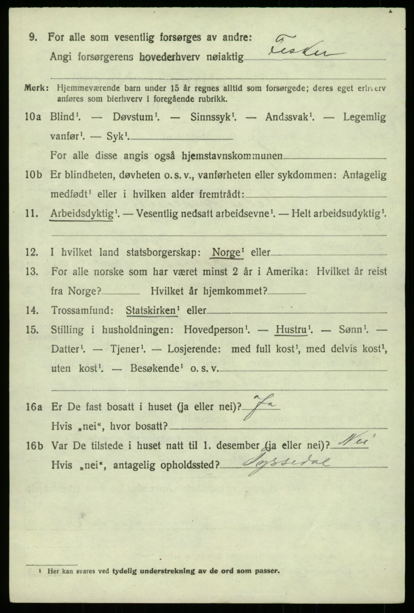 SAB, 1920 census for Eidfjord, 1920, p. 1749