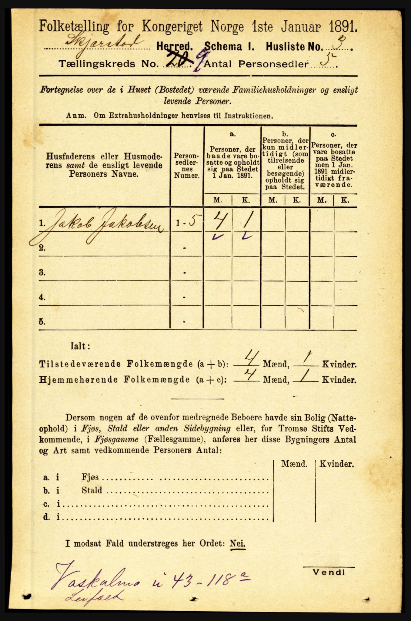 RA, 1891 census for 1842 Skjerstad, 1891, p. 3295