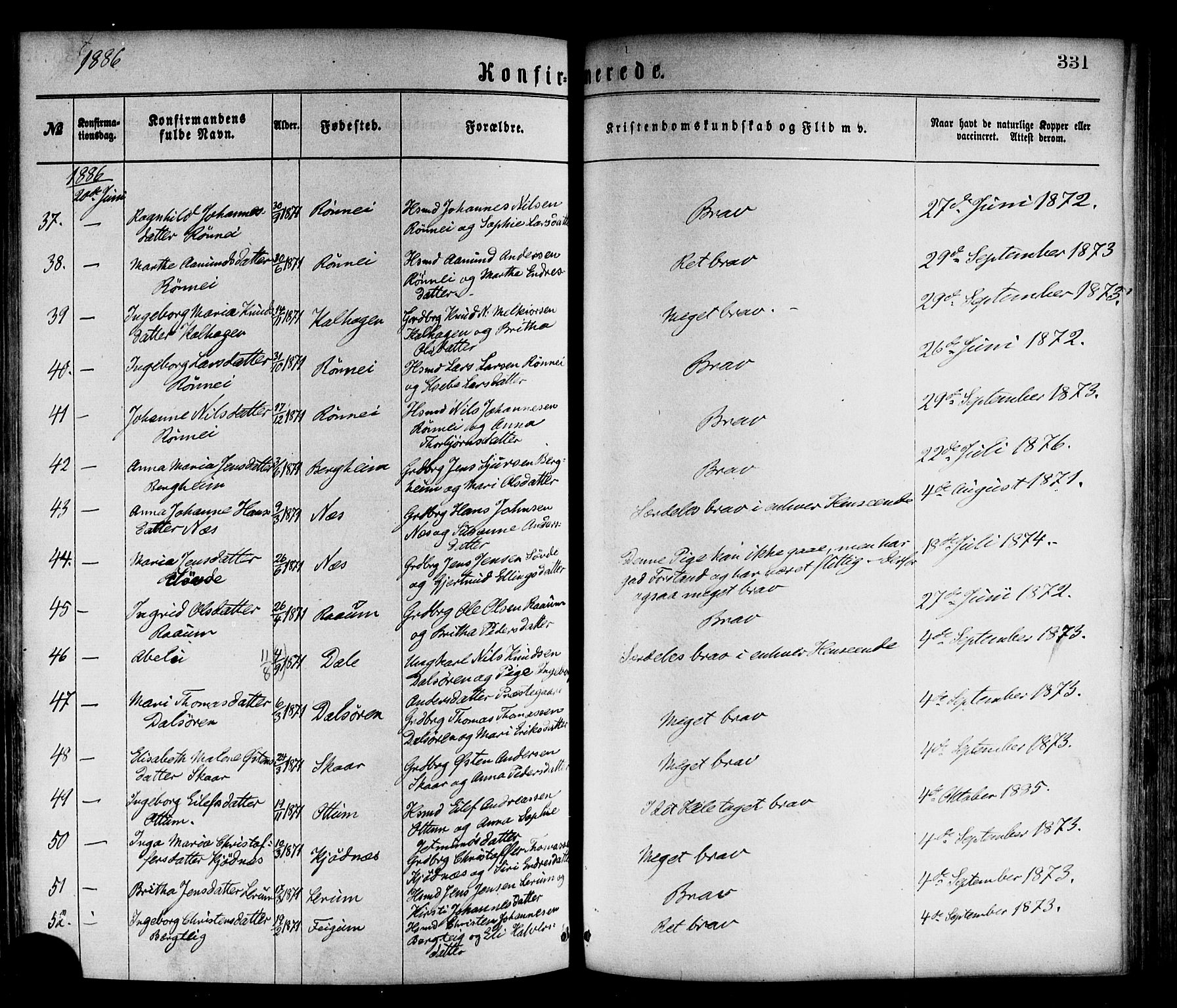 Luster sokneprestembete, AV/SAB-A-81101/H/Haa/Haaa/L0010: Parish register (official) no. A 10, 1871-1886, p. 331