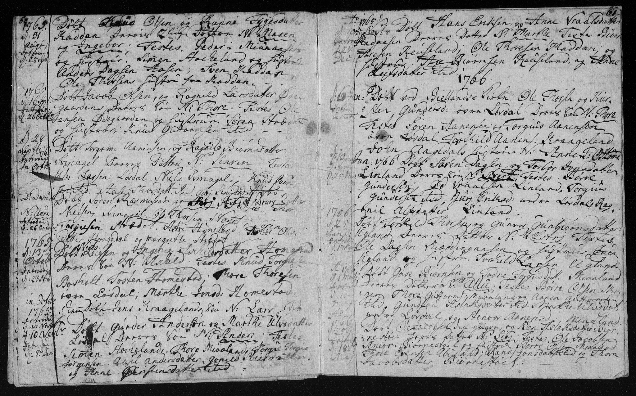 Holum sokneprestkontor, AV/SAK-1111-0022/F/Fa/Fab/L0003: Parish register (official) no. A 3, 1752-1774, p. 60-61