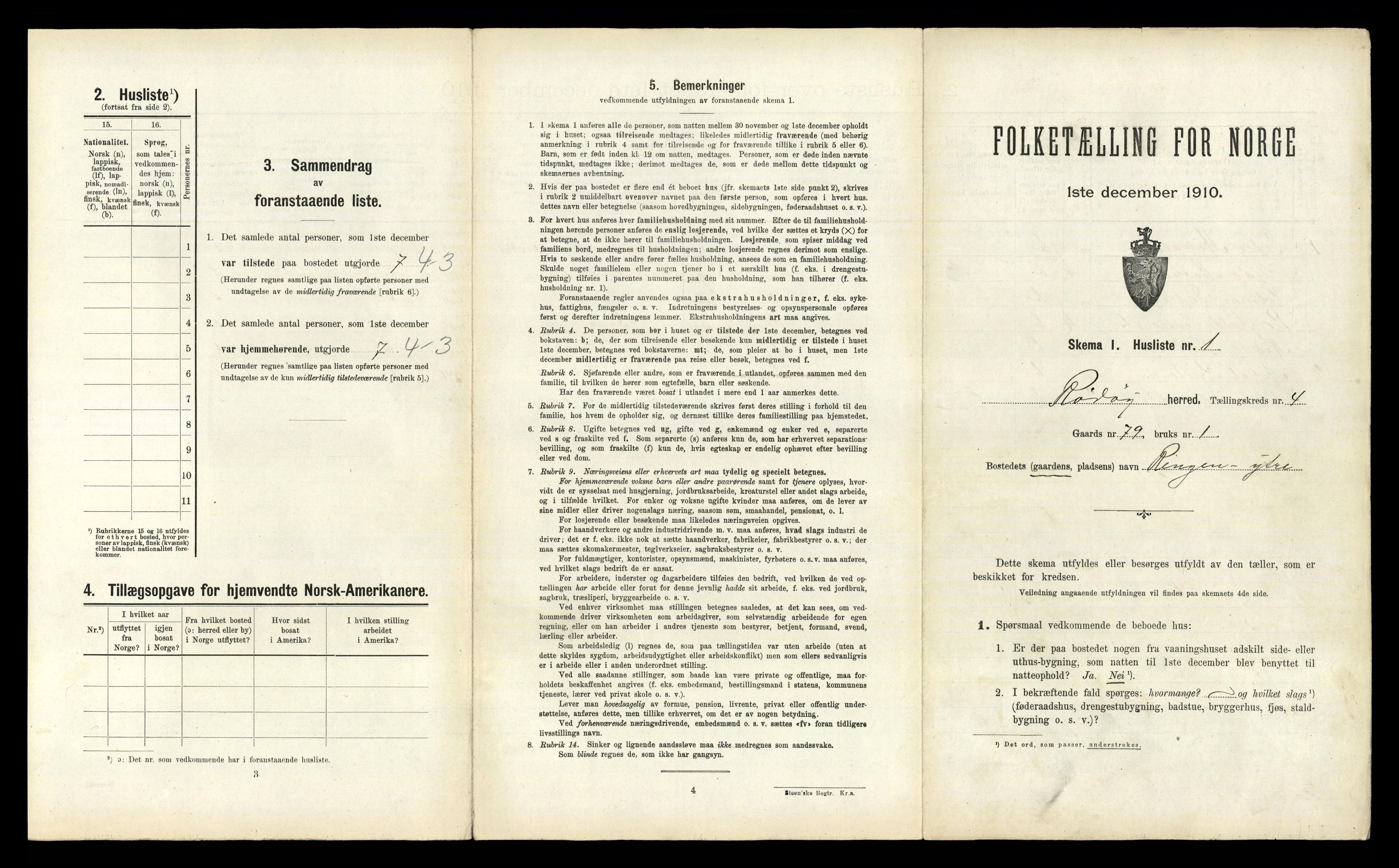 RA, 1910 census for Rødøy, 1910, p. 299