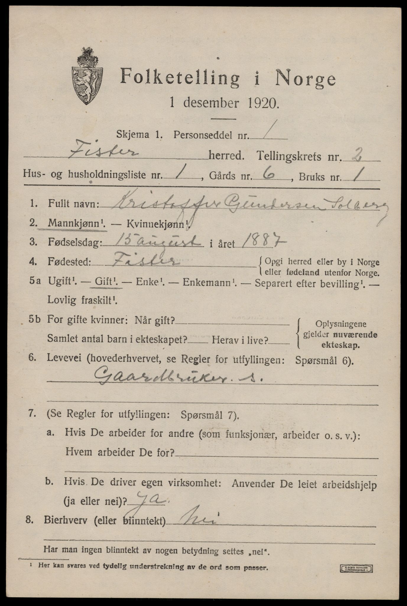 SAST, 1920 census for Fister, 1920, p. 699