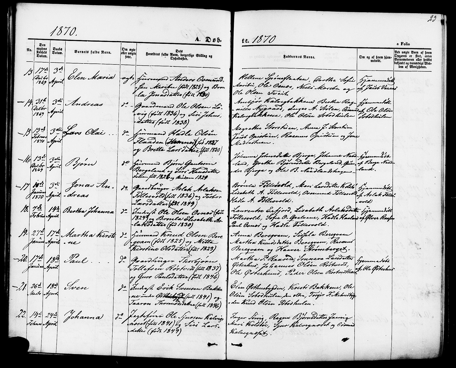 Jelsa sokneprestkontor, AV/SAST-A-101842/01/IV: Parish register (official) no. A 8, 1867-1883, p. 23