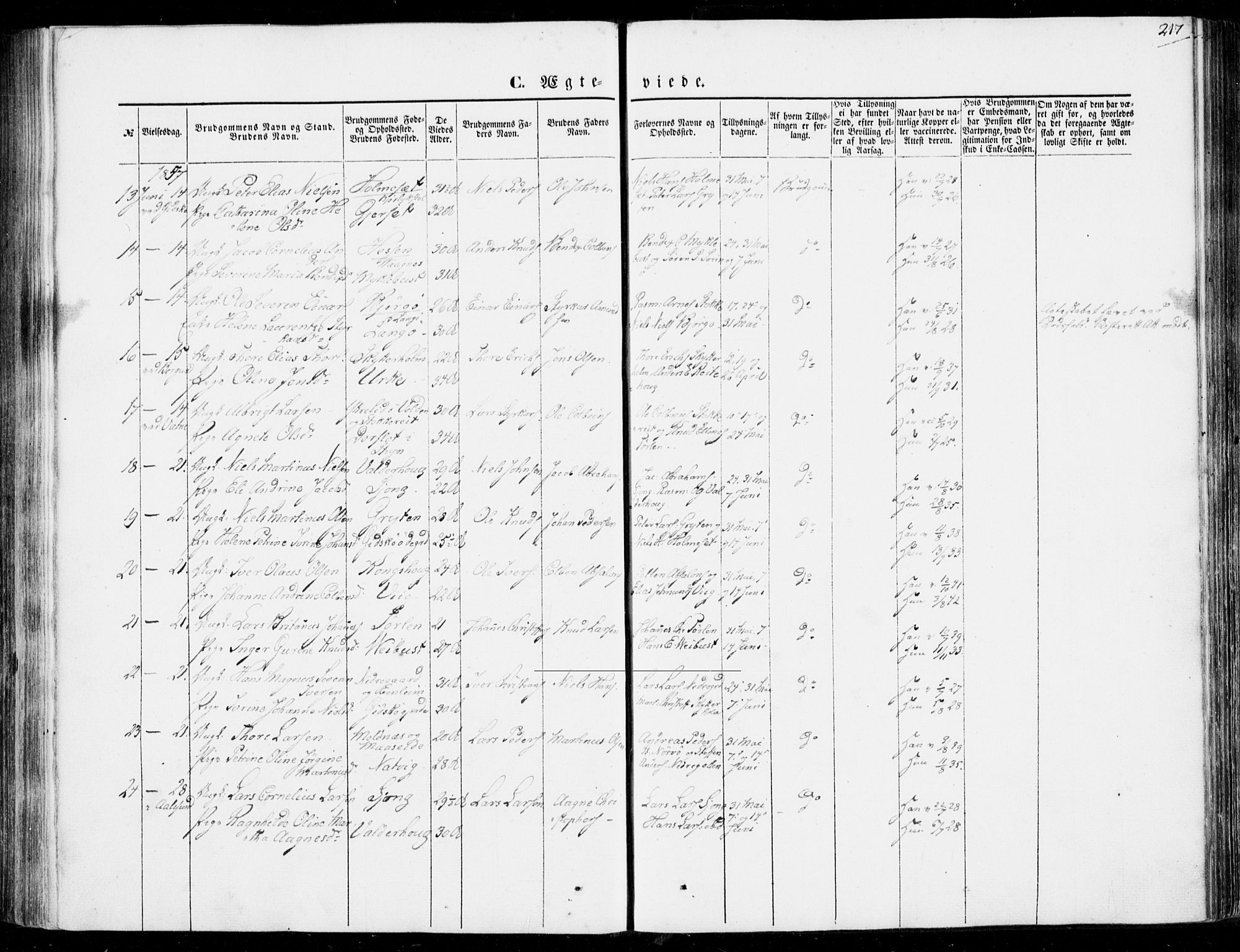 Ministerialprotokoller, klokkerbøker og fødselsregistre - Møre og Romsdal, AV/SAT-A-1454/528/L0397: Parish register (official) no. 528A08, 1848-1858, p. 217