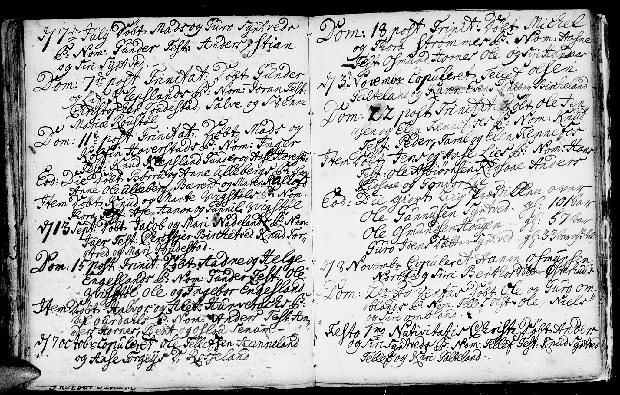 Evje sokneprestkontor, AV/SAK-1111-0008/F/Fa/Faa/L0001: Parish register (official) no. A 1, 1705-1760, p. 154