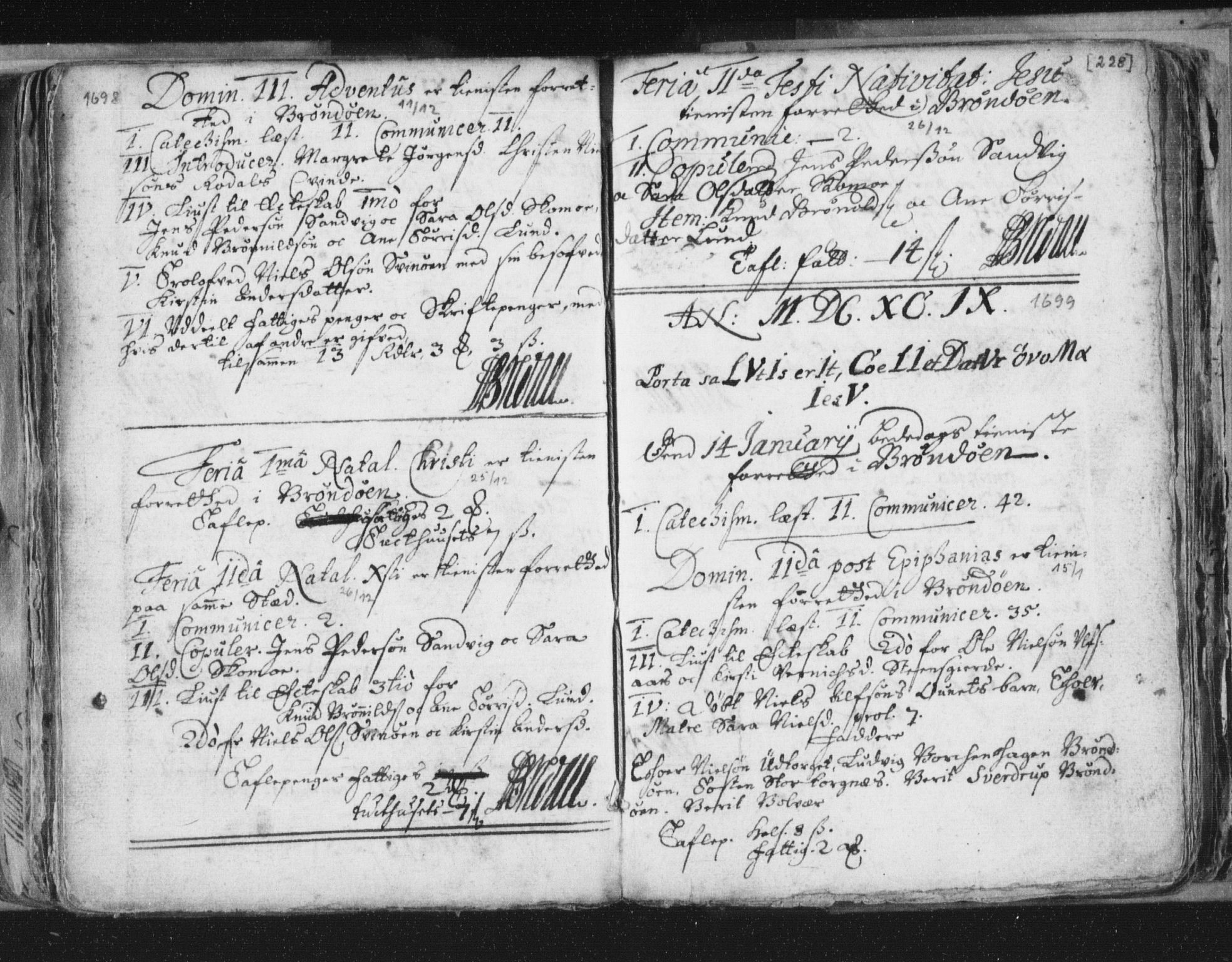Ministerialprotokoller, klokkerbøker og fødselsregistre - Nordland, SAT/A-1459/813/L0192: Parish register (official) no. 813A02, 1677-1718, p. 228