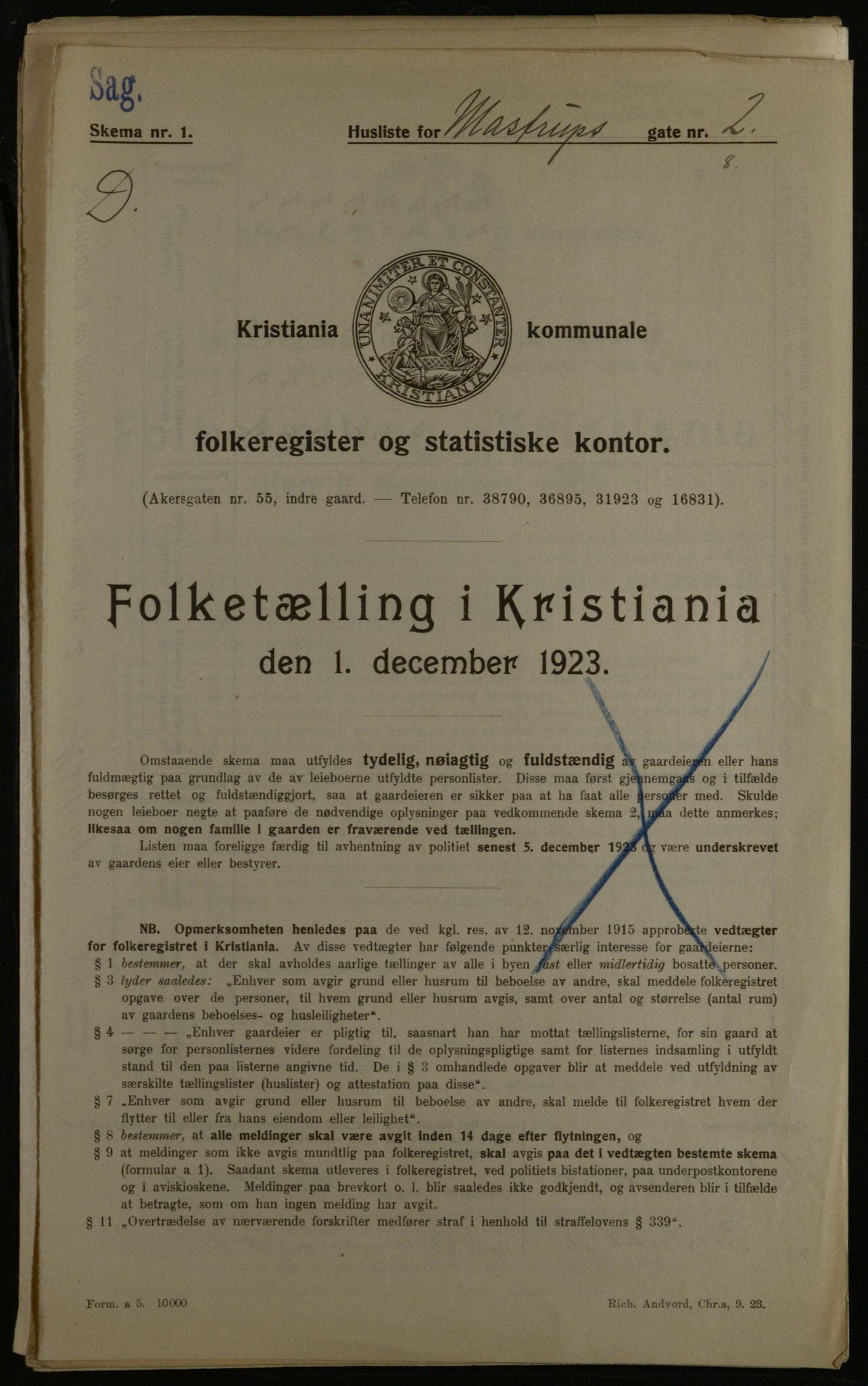 OBA, Municipal Census 1923 for Kristiania, 1923, p. 71747
