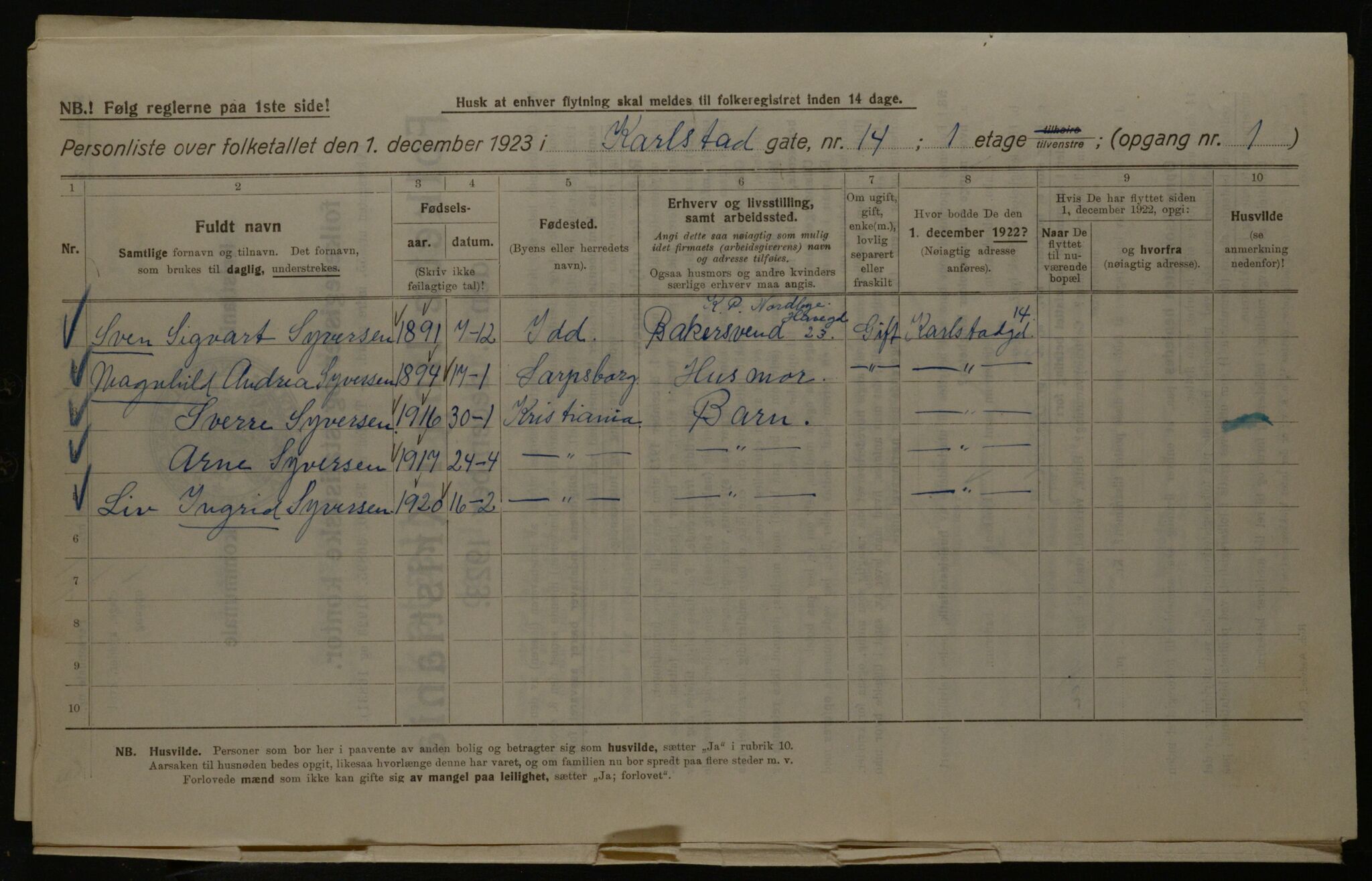 OBA, Municipal Census 1923 for Kristiania, 1923, p. 54939