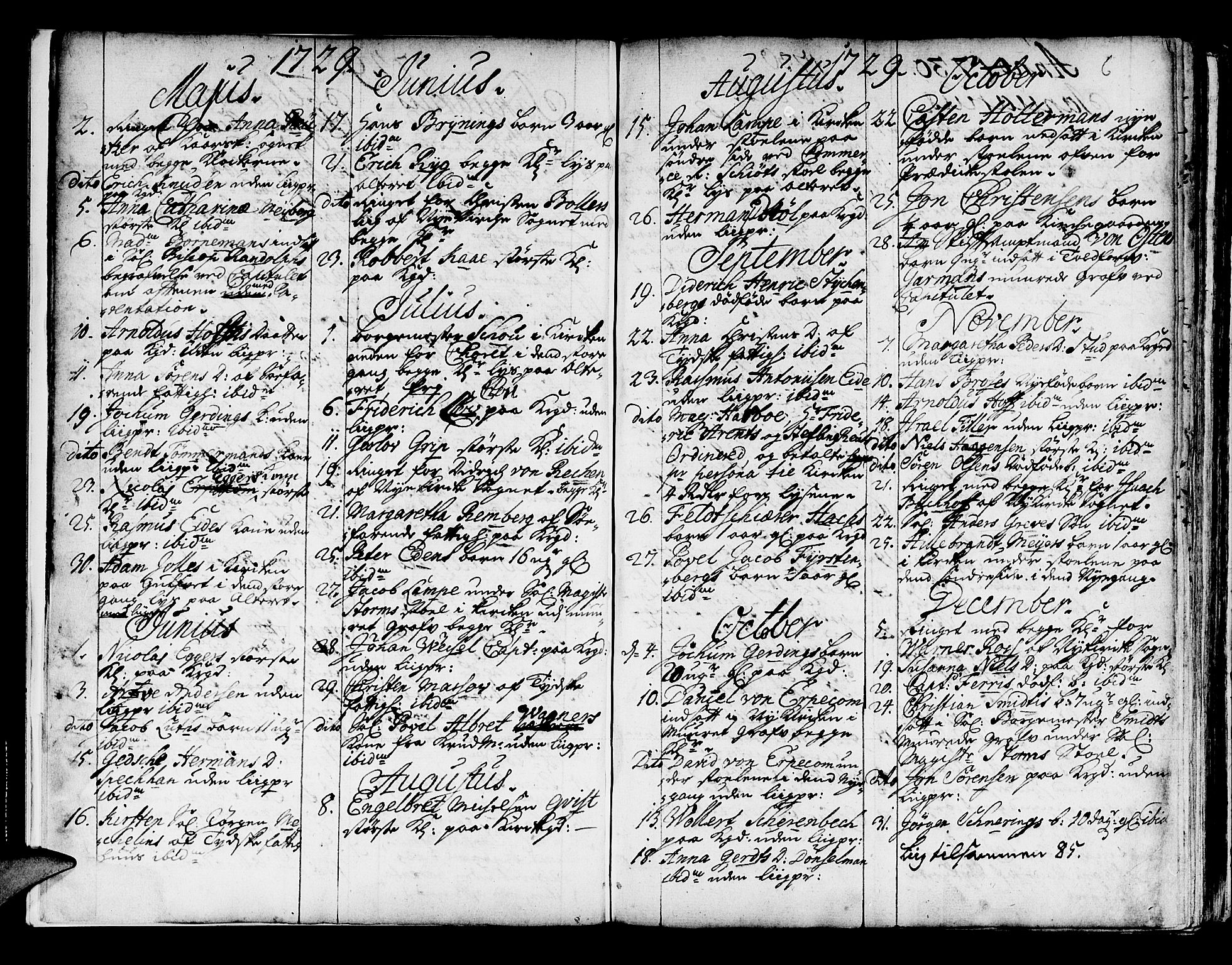 Domkirken sokneprestembete, SAB/A-74801/H/Haa/L0008: Parish register (official) no. A 8, 1725-1775, p. 6