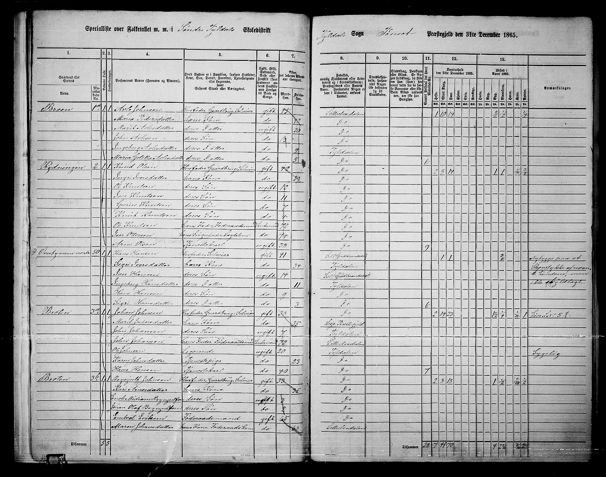 RA, 1865 census for Tynset, 1865, p. 14