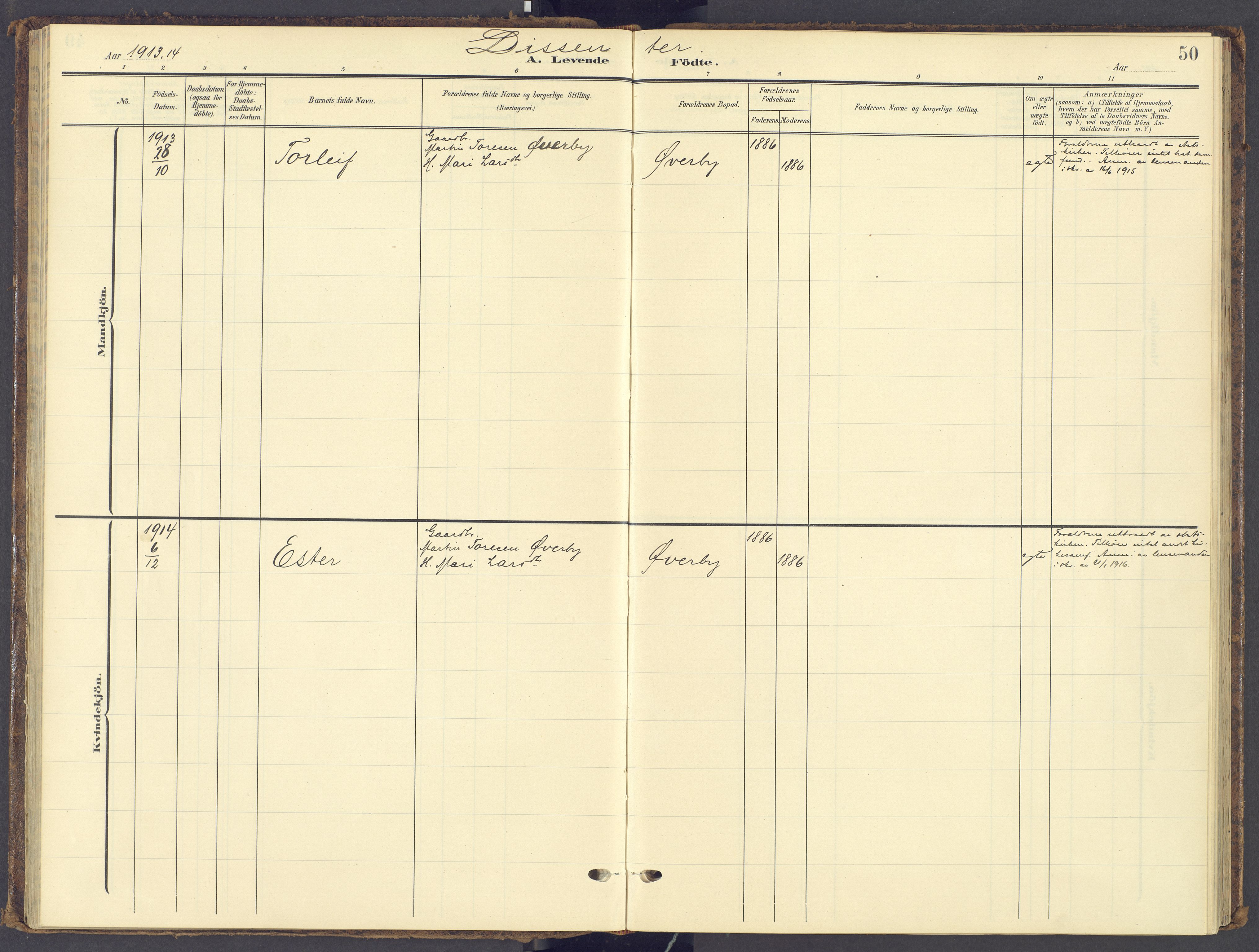 Tynset prestekontor, SAH/PREST-058/H/Ha/Haa/L0028: Parish register (official) no. 28, 1902-1929, p. 50