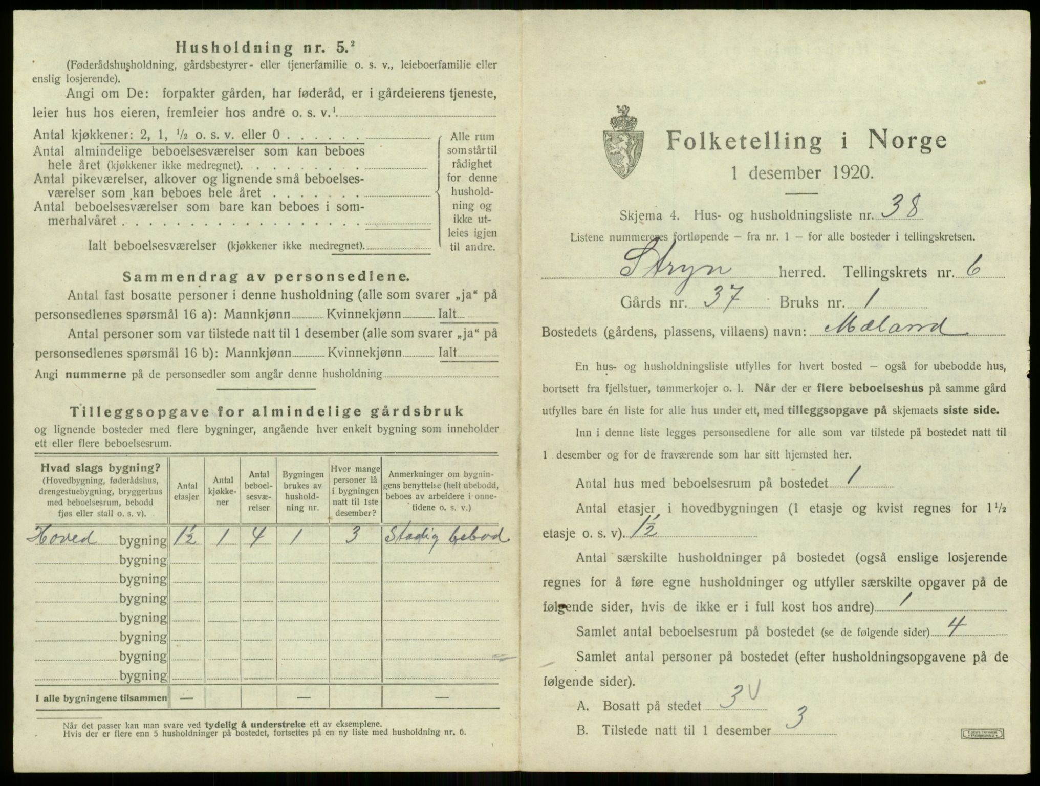 SAB, 1920 census for Stryn, 1920, p. 386