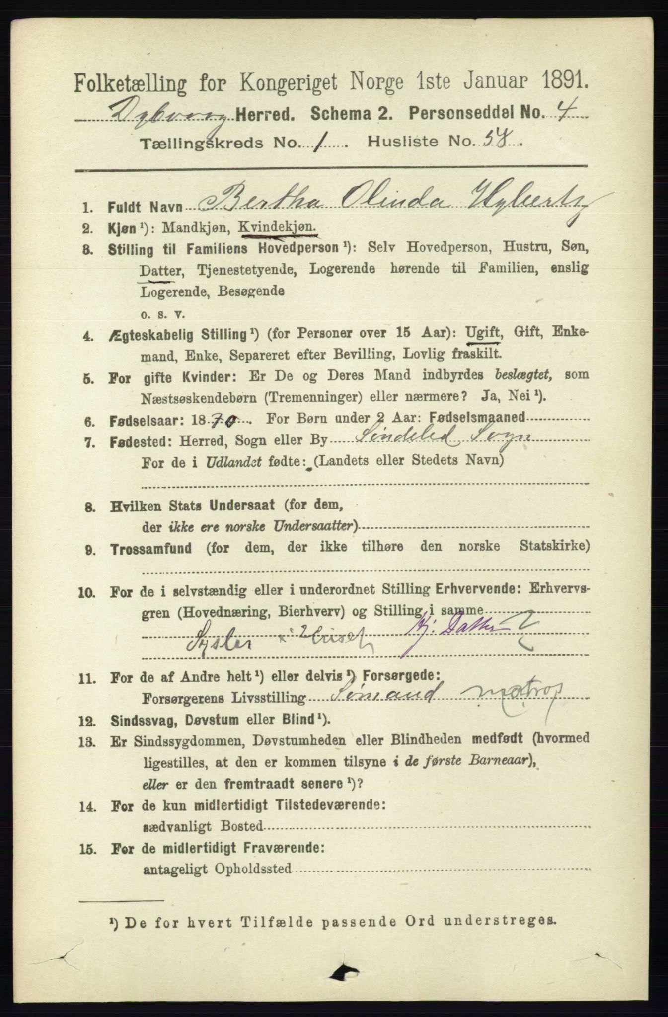 RA, 1891 census for 0915 Dypvåg, 1891, p. 460