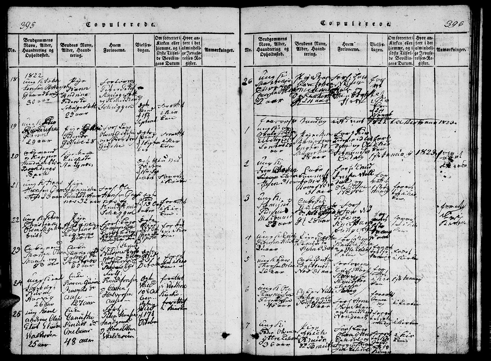 Ministerialprotokoller, klokkerbøker og fødselsregistre - Møre og Romsdal, AV/SAT-A-1454/528/L0423: Parish register (copy) no. 528C04, 1816-1827, p. 395-396