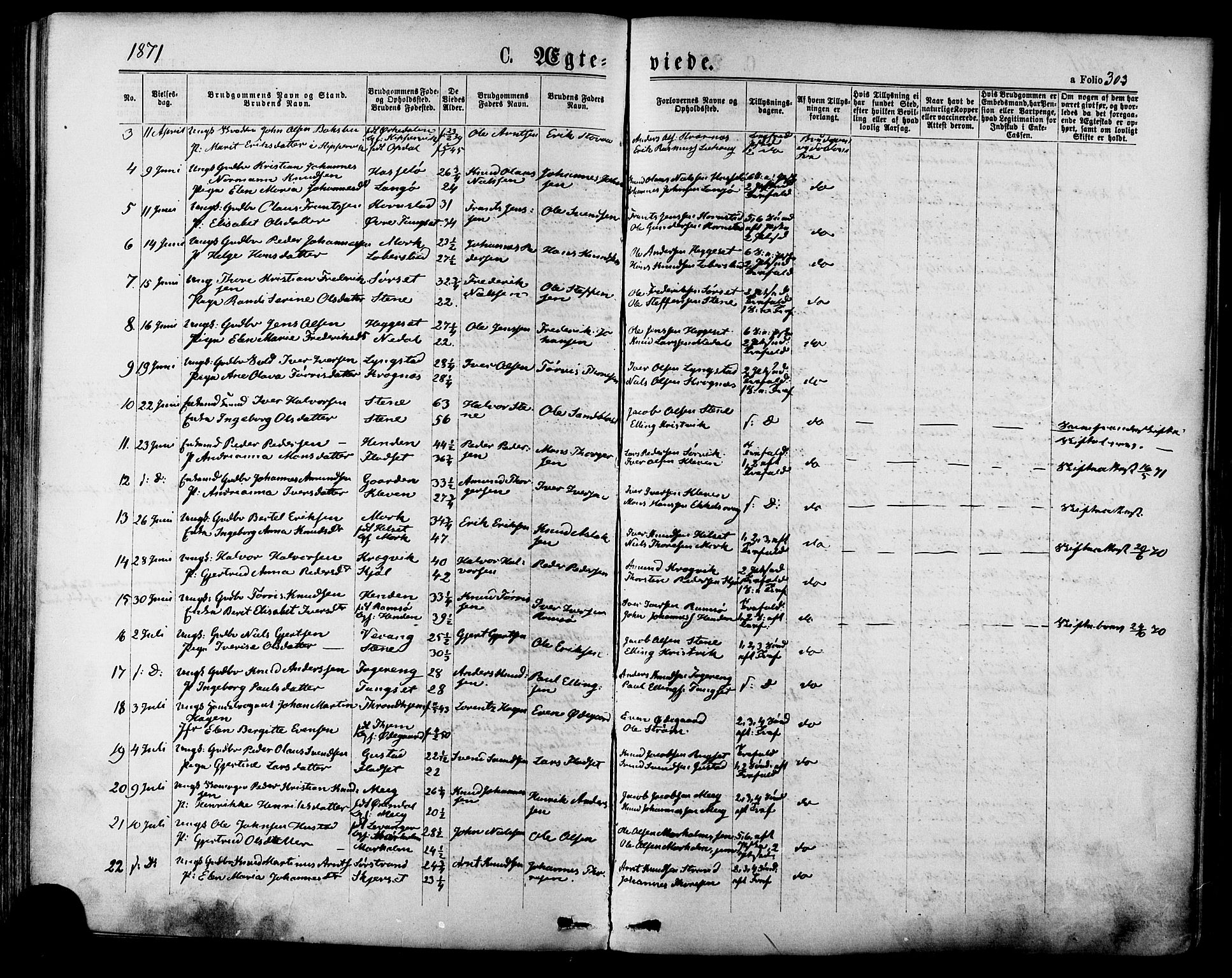 Ministerialprotokoller, klokkerbøker og fødselsregistre - Møre og Romsdal, AV/SAT-A-1454/568/L0805: Parish register (official) no. 568A12 /1, 1869-1884, p. 303