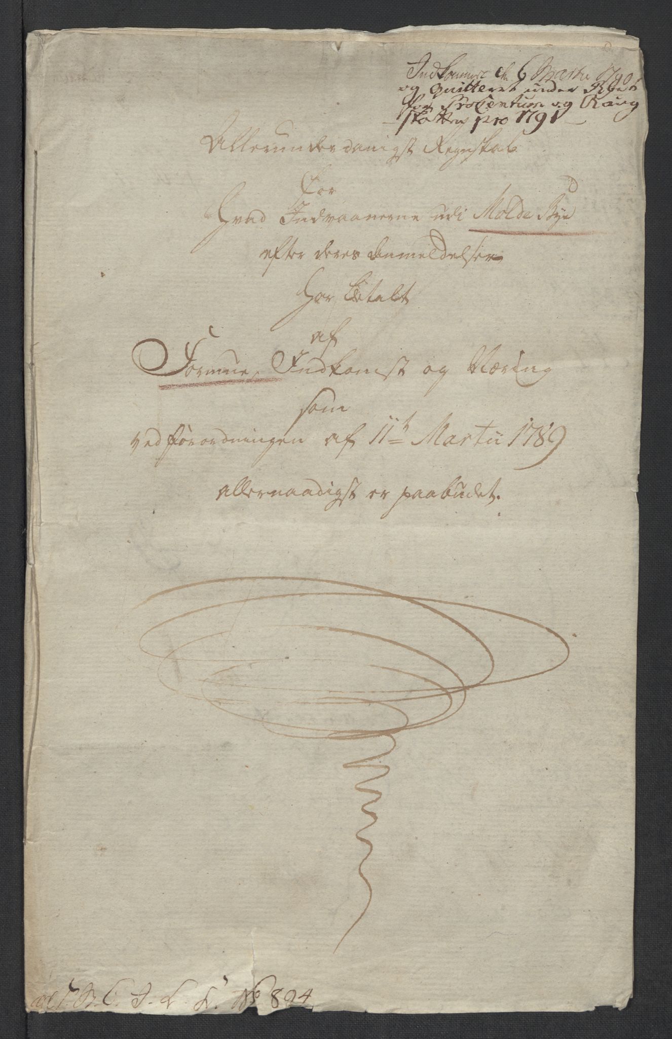 Rentekammeret inntil 1814, Reviderte regnskaper, Mindre regnskaper, AV/RA-EA-4068/Rf/Rfe/L0024: Modum Blåfarvevverk, Molde, Moss, 1789, p. 33