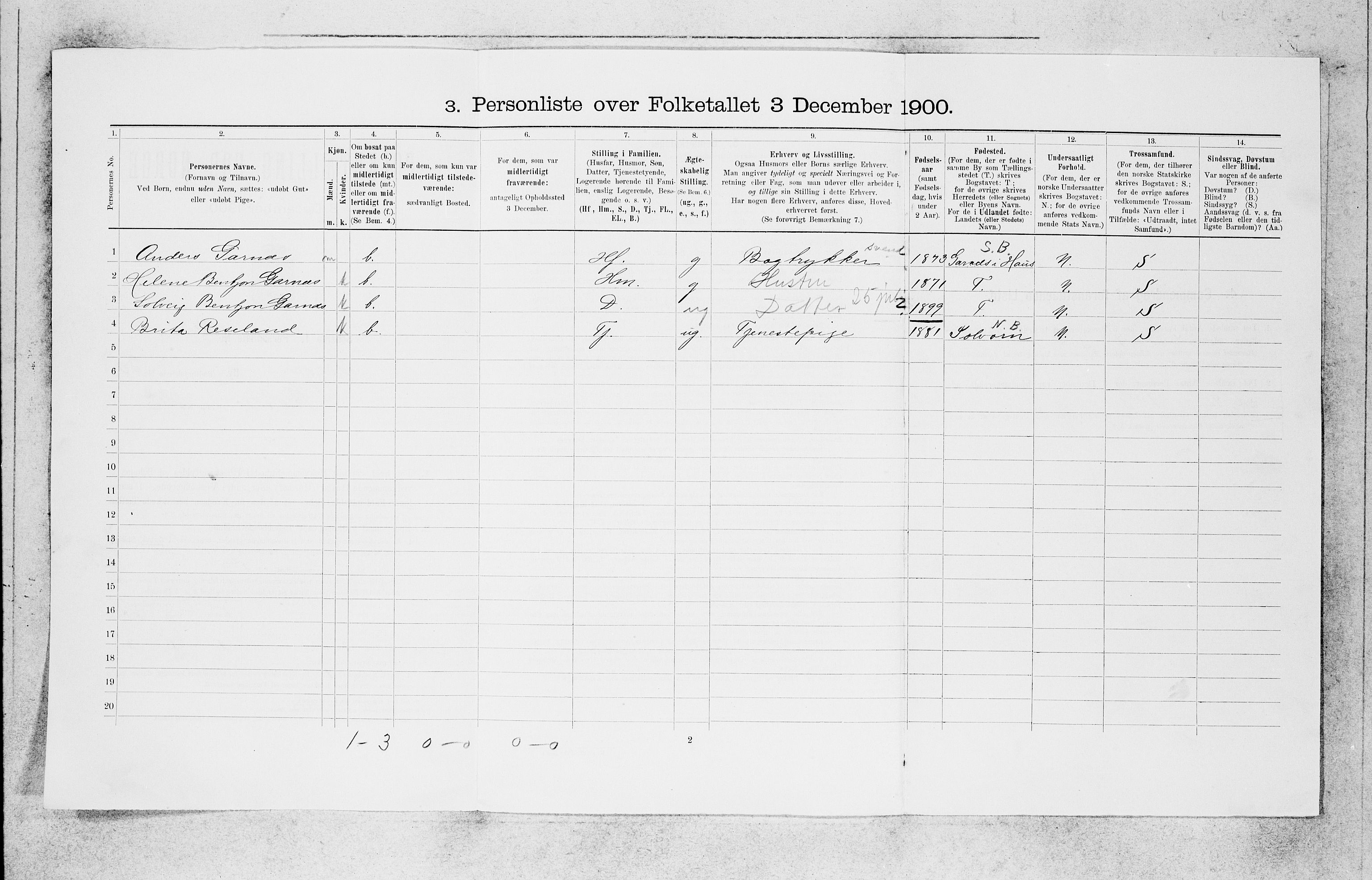 SAB, 1900 census for Bergen, 1900, p. 4112