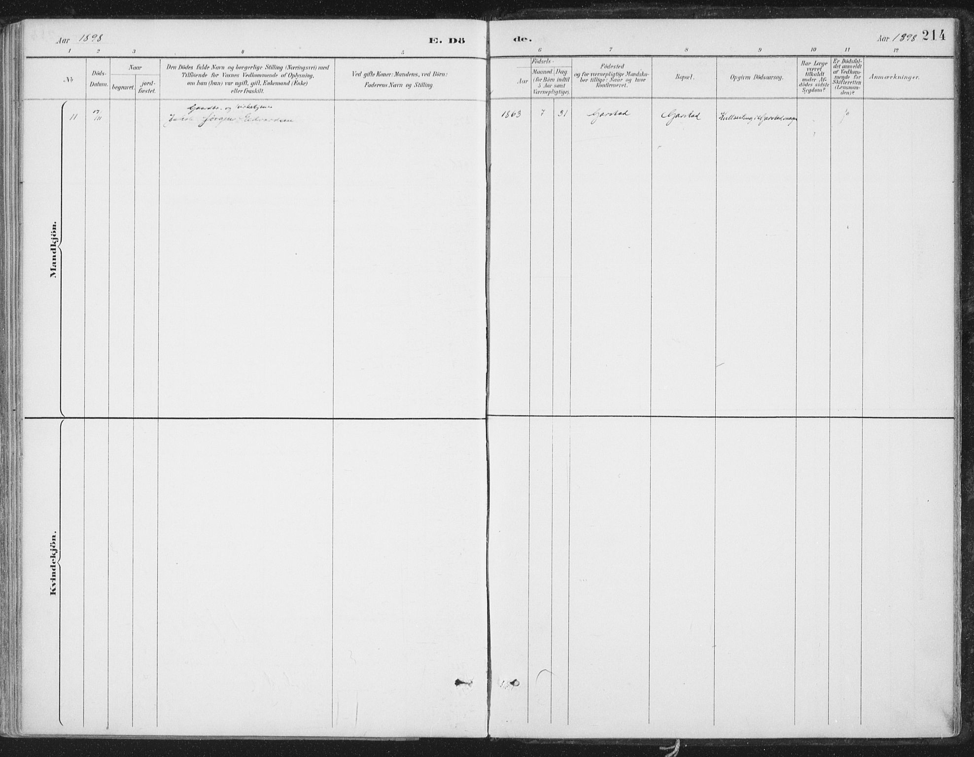 Ministerialprotokoller, klokkerbøker og fødselsregistre - Nord-Trøndelag, AV/SAT-A-1458/786/L0687: Parish register (official) no. 786A03, 1888-1898, p. 214