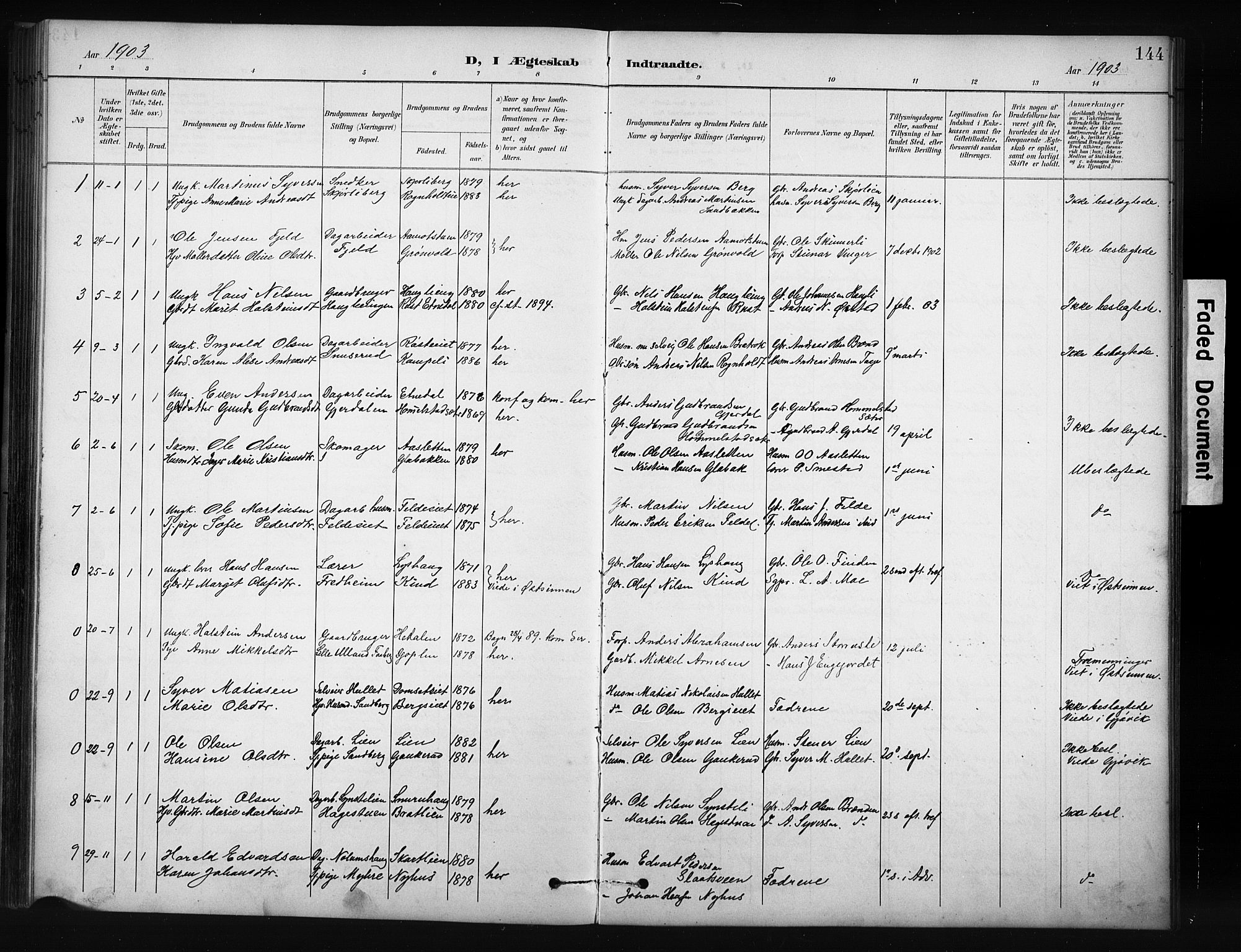 Nordre Land prestekontor, AV/SAH-PREST-124/H/Ha/Hab/L0012: Parish register (copy) no. 12, 1891-1909, p. 144