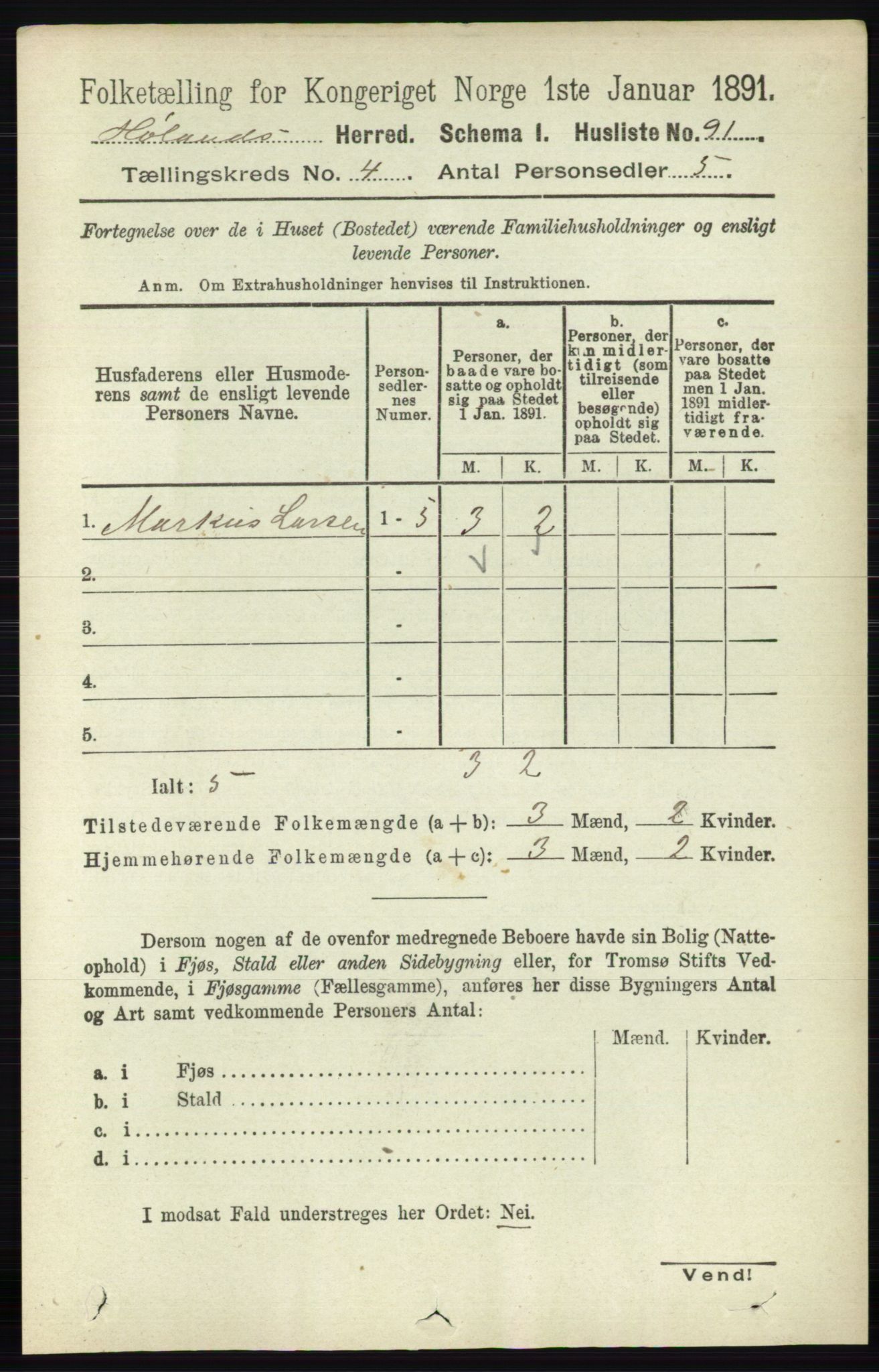 RA, 1891 census for 0221 Høland, 1891, p. 2547