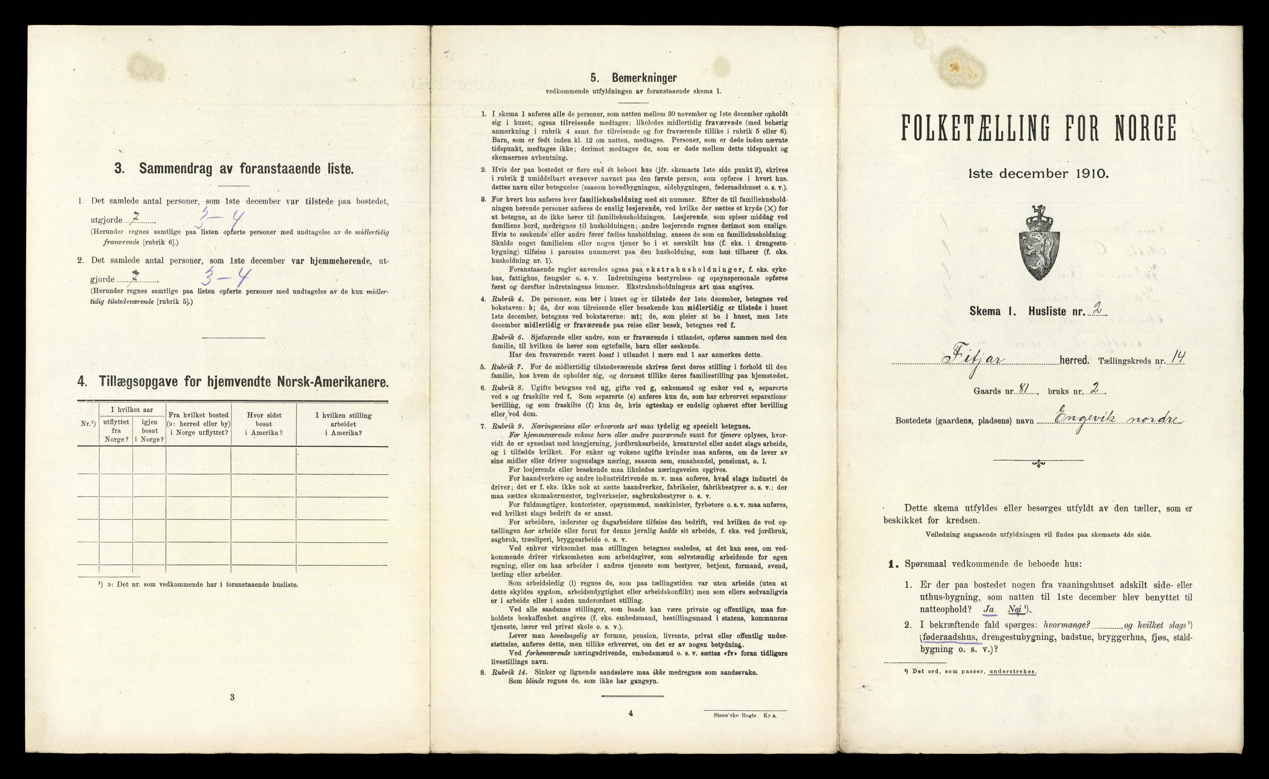 RA, 1910 census for Fitjar, 1910, p. 915