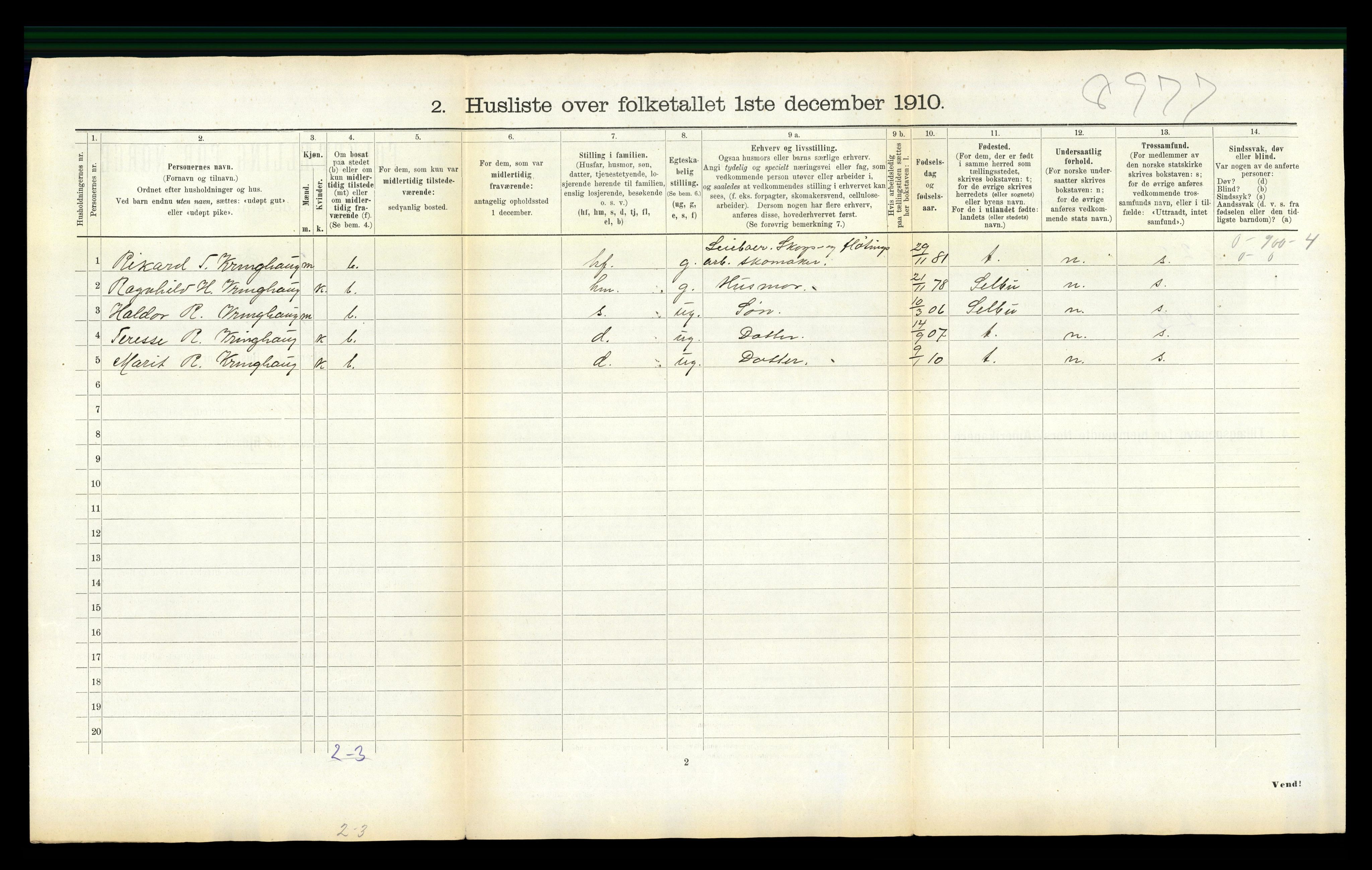 RA, 1910 census for Malvik, 1910, p. 860