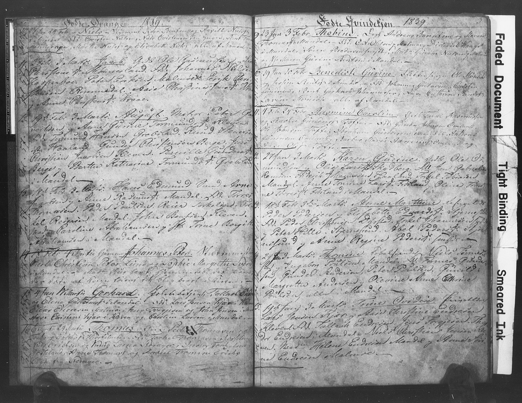 Mandal sokneprestkontor, SAK/1111-0030/F/Fb/Fba/L0004: Parish register (copy) no. B 1D, 1838-1841, p. 3
