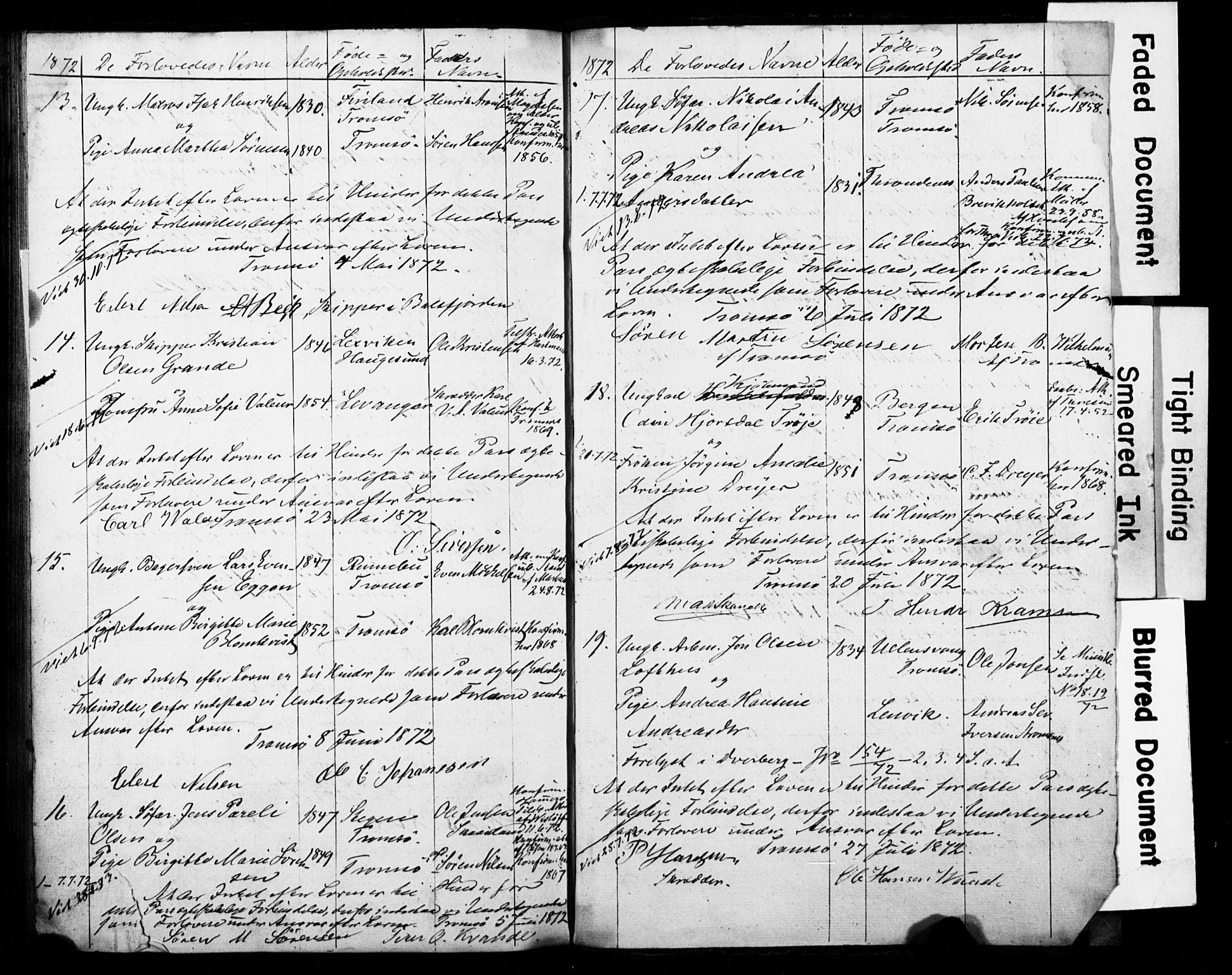 Tromsø sokneprestkontor/stiftsprosti/domprosti, AV/SATØ-S-1343/H/Hc/L0097: Banns register no. 97, 1851-1872