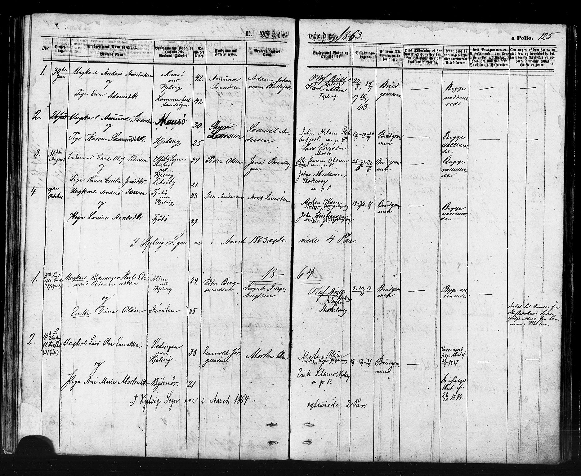 Måsøy sokneprestkontor, SATØ/S-1348/H/Ha/L0006kirke: Parish register (official) no. 6, 1861-1886, p. 125