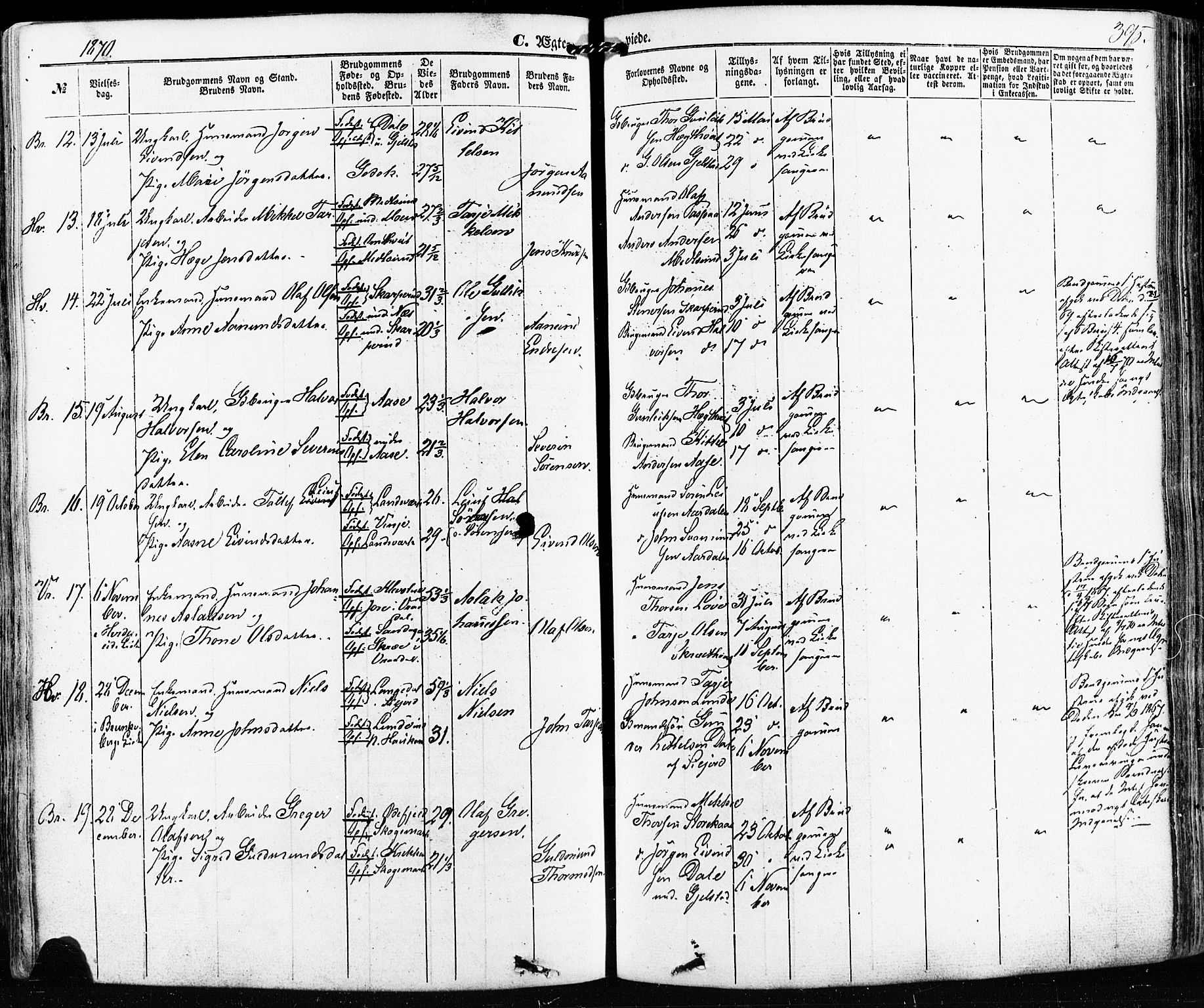 Kviteseid kirkebøker, SAKO/A-276/F/Fa/L0007: Parish register (official) no. I 7, 1859-1881, p. 395