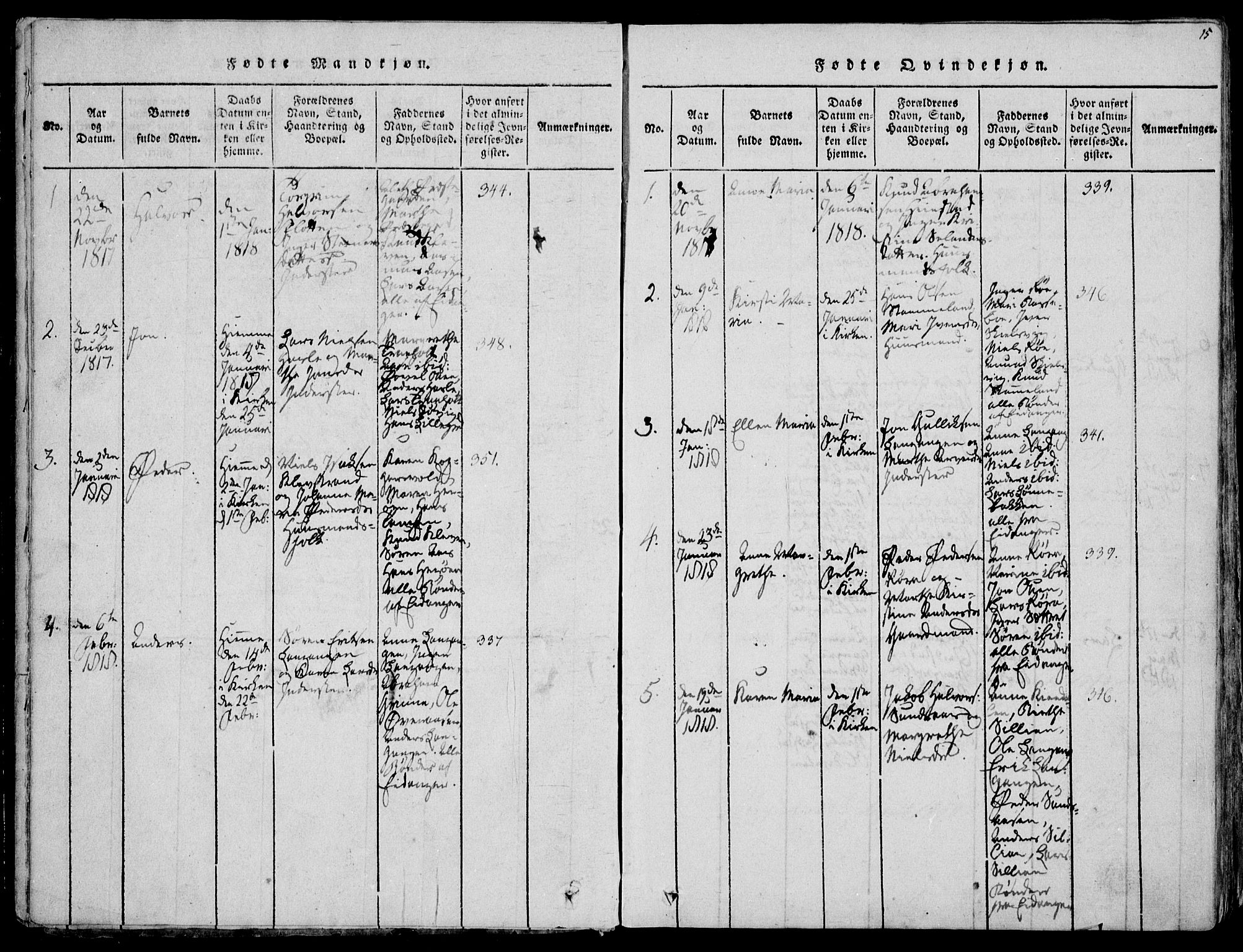 Eidanger kirkebøker, AV/SAKO-A-261/F/Fa/L0007: Parish register (official) no. 7, 1814-1831, p. 15