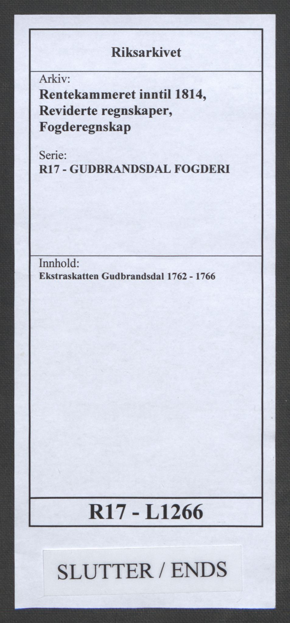 Rentekammeret inntil 1814, Reviderte regnskaper, Fogderegnskap, AV/RA-EA-4092/R17/L1266: Ekstraskatten Gudbrandsdal, 1762-1766, p. 628