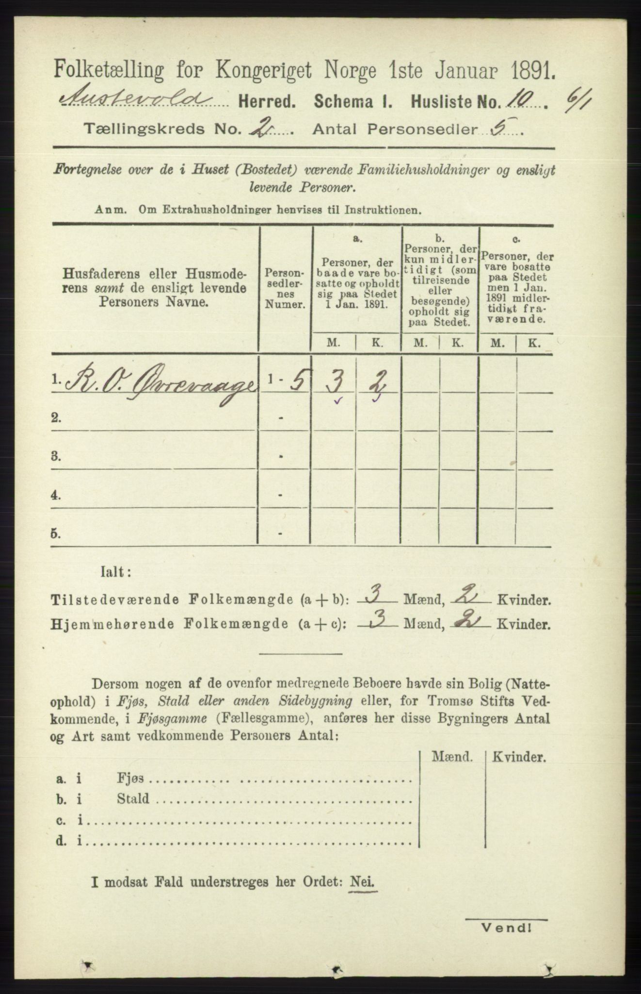 RA, 1891 census for 1244 Austevoll, 1891, p. 575